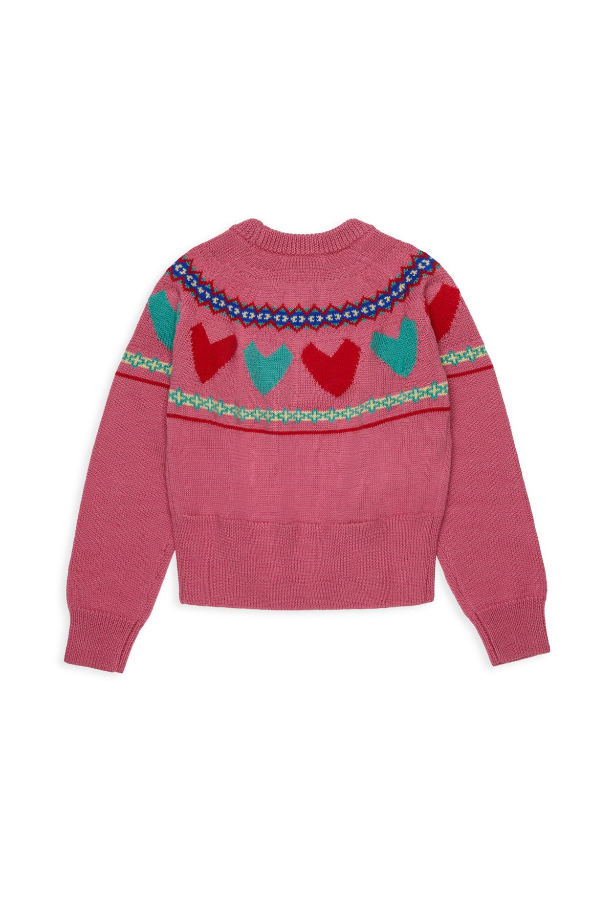 Pullover girocollo con cuori jacquard