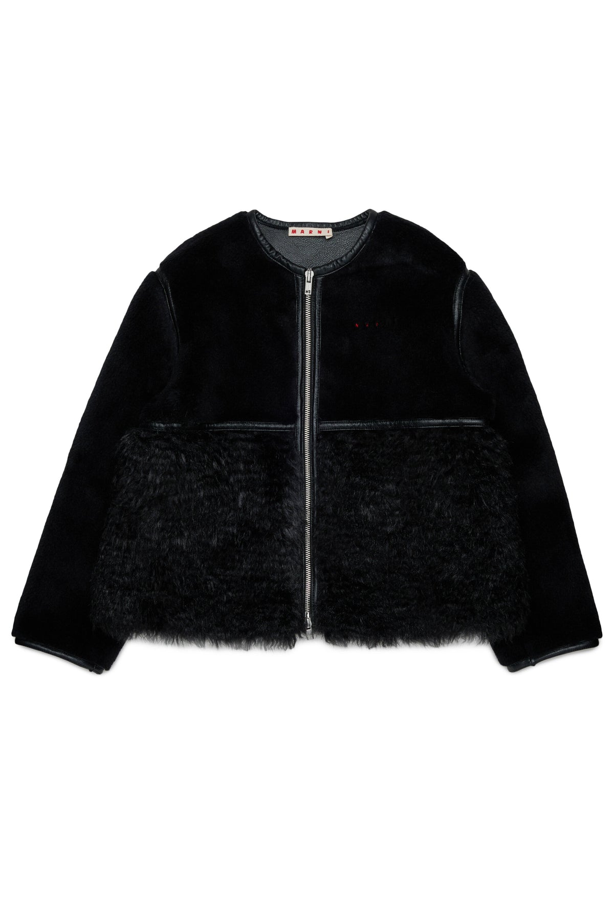 Giacca shearling con logo stampato