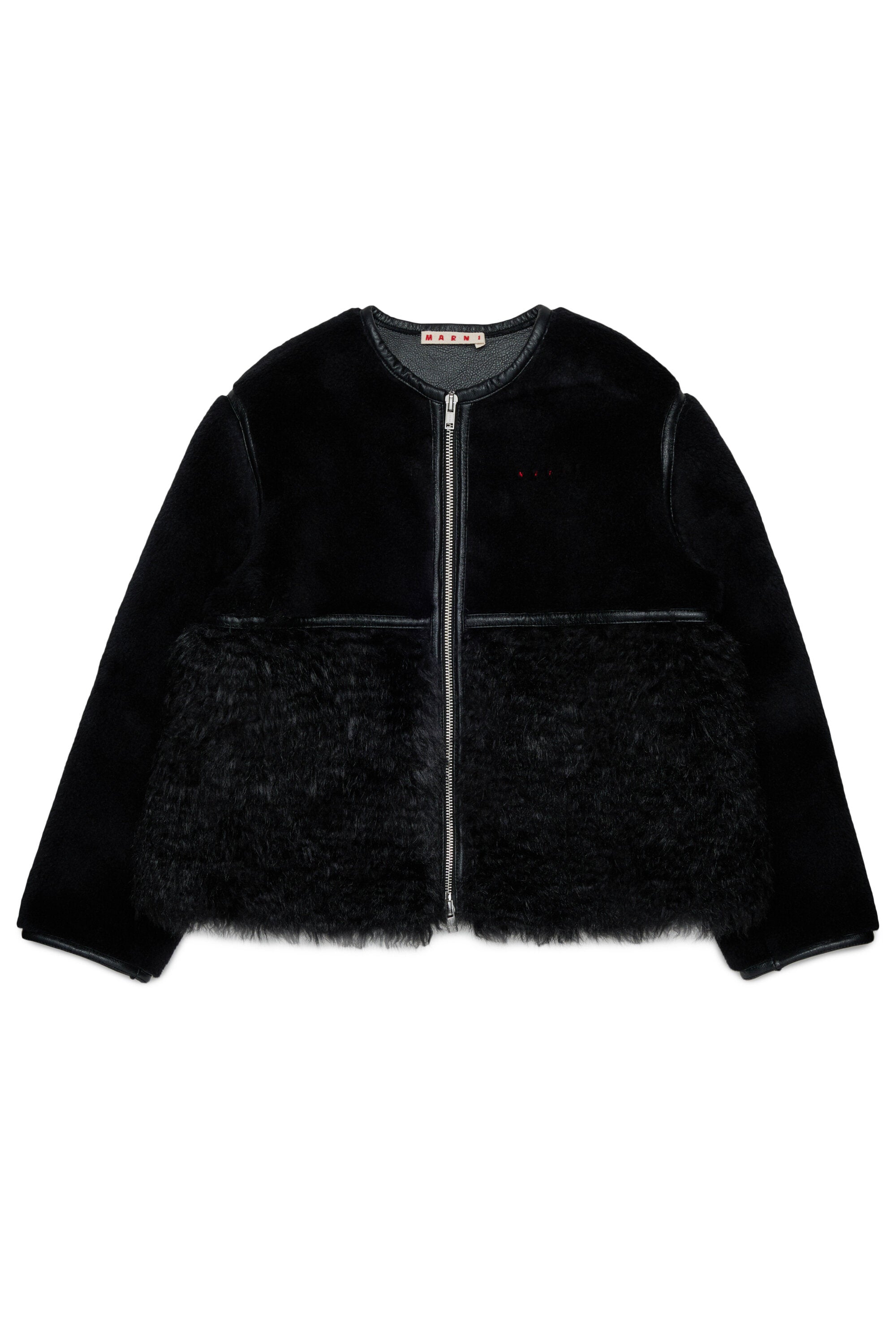 Chaqueta shearling con logo estampado