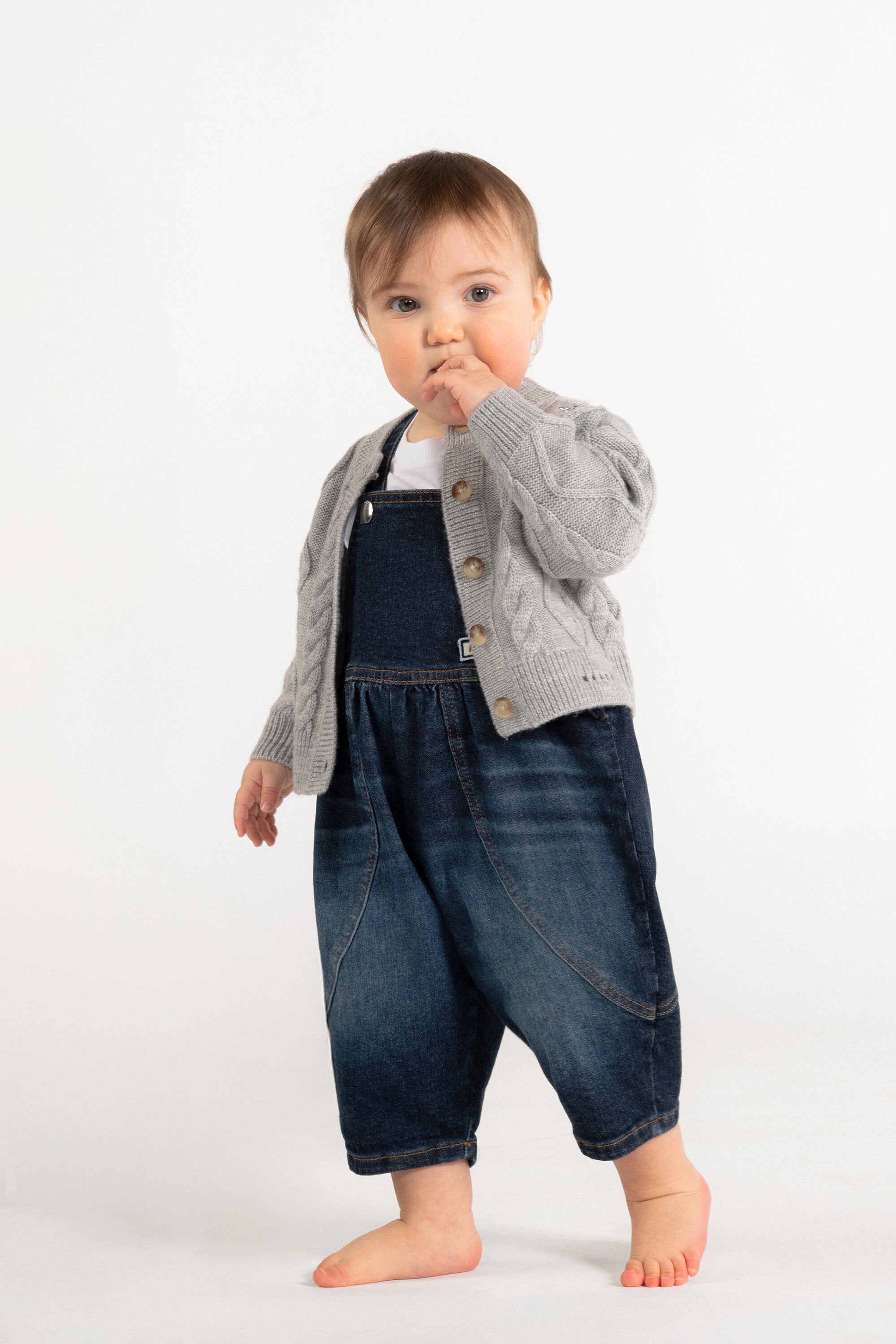 Denim overalls with logo