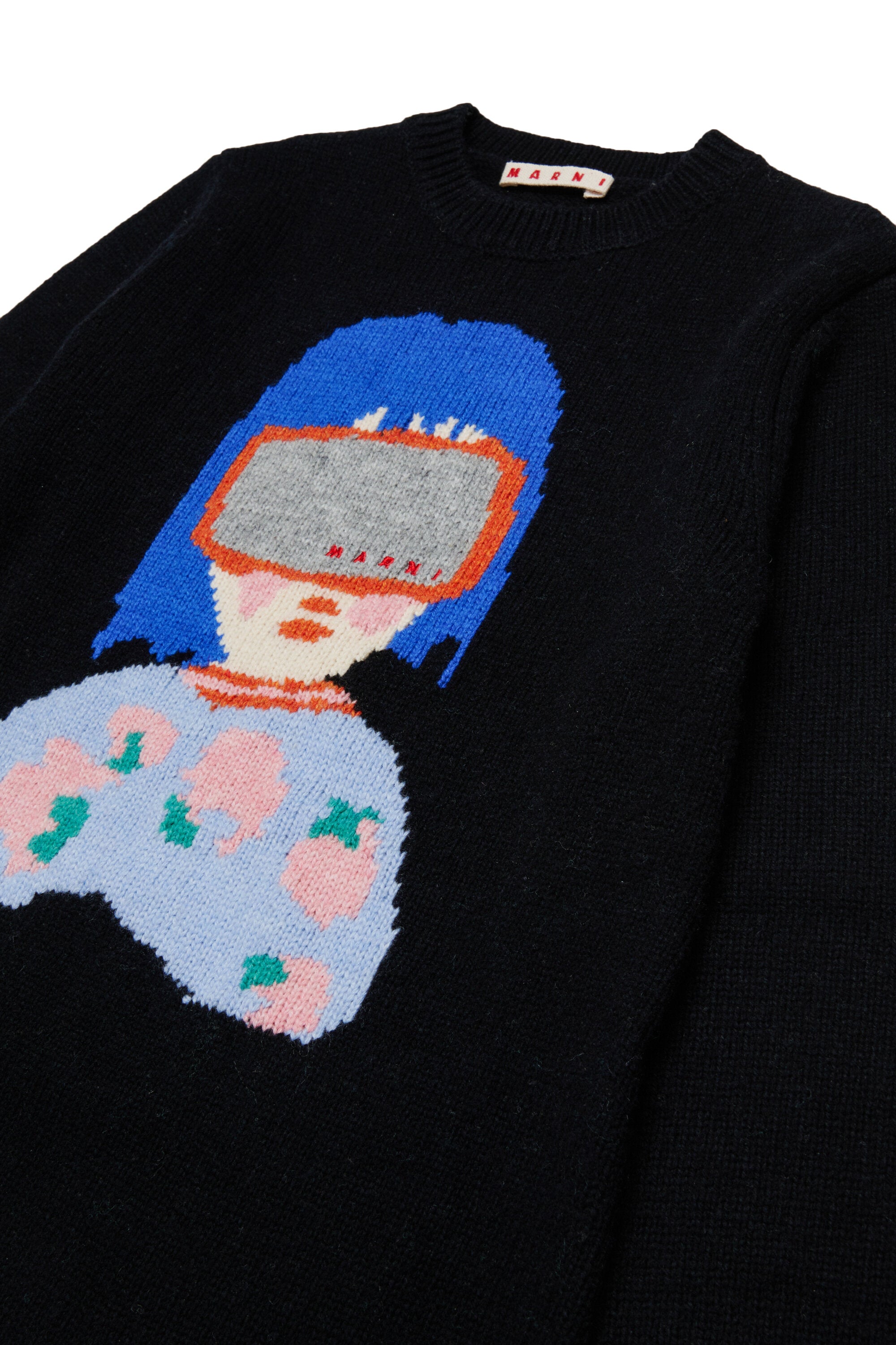 Crew-neck dress with front print