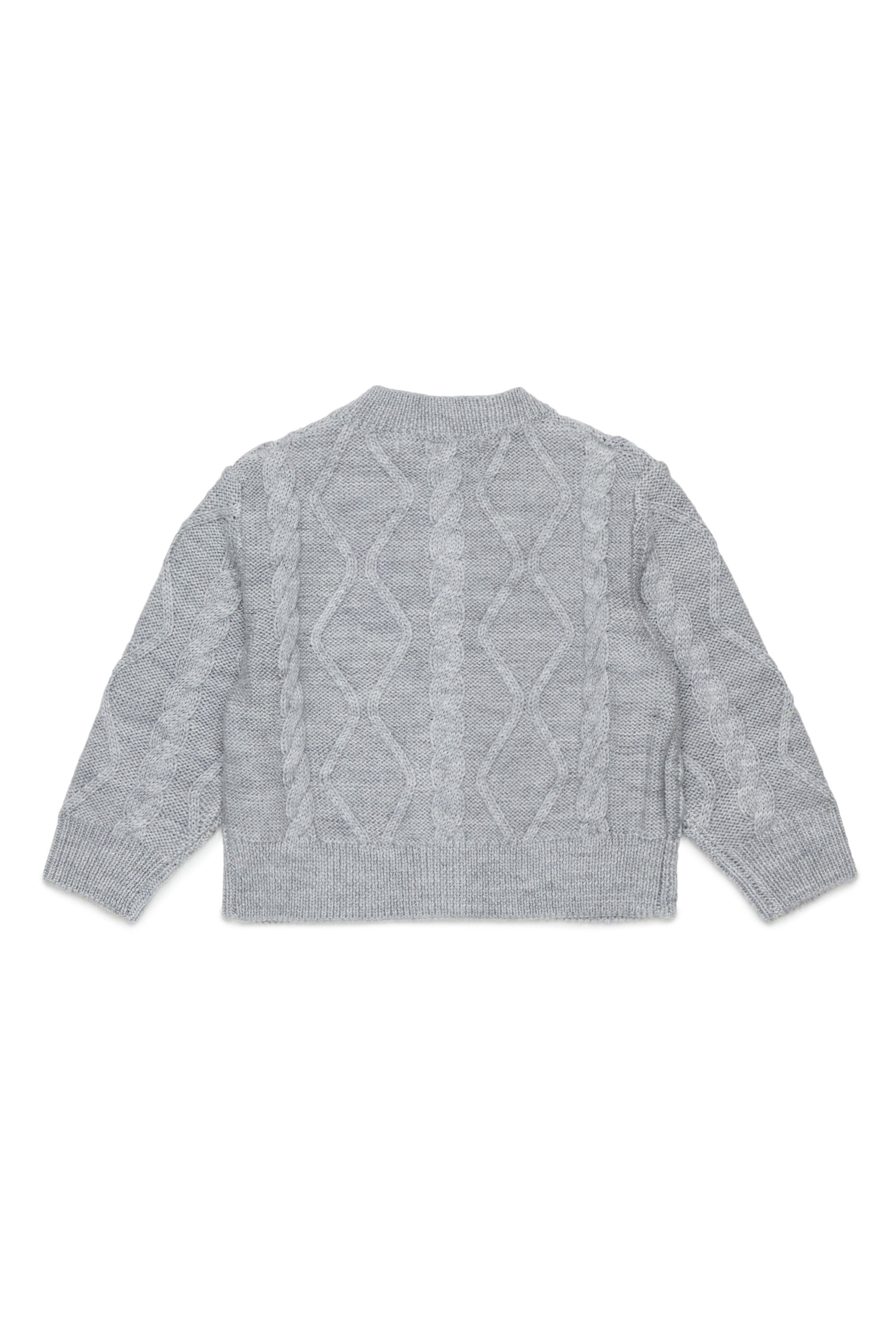 Cardigan mit Zopfmuster und floralen Stickereien
