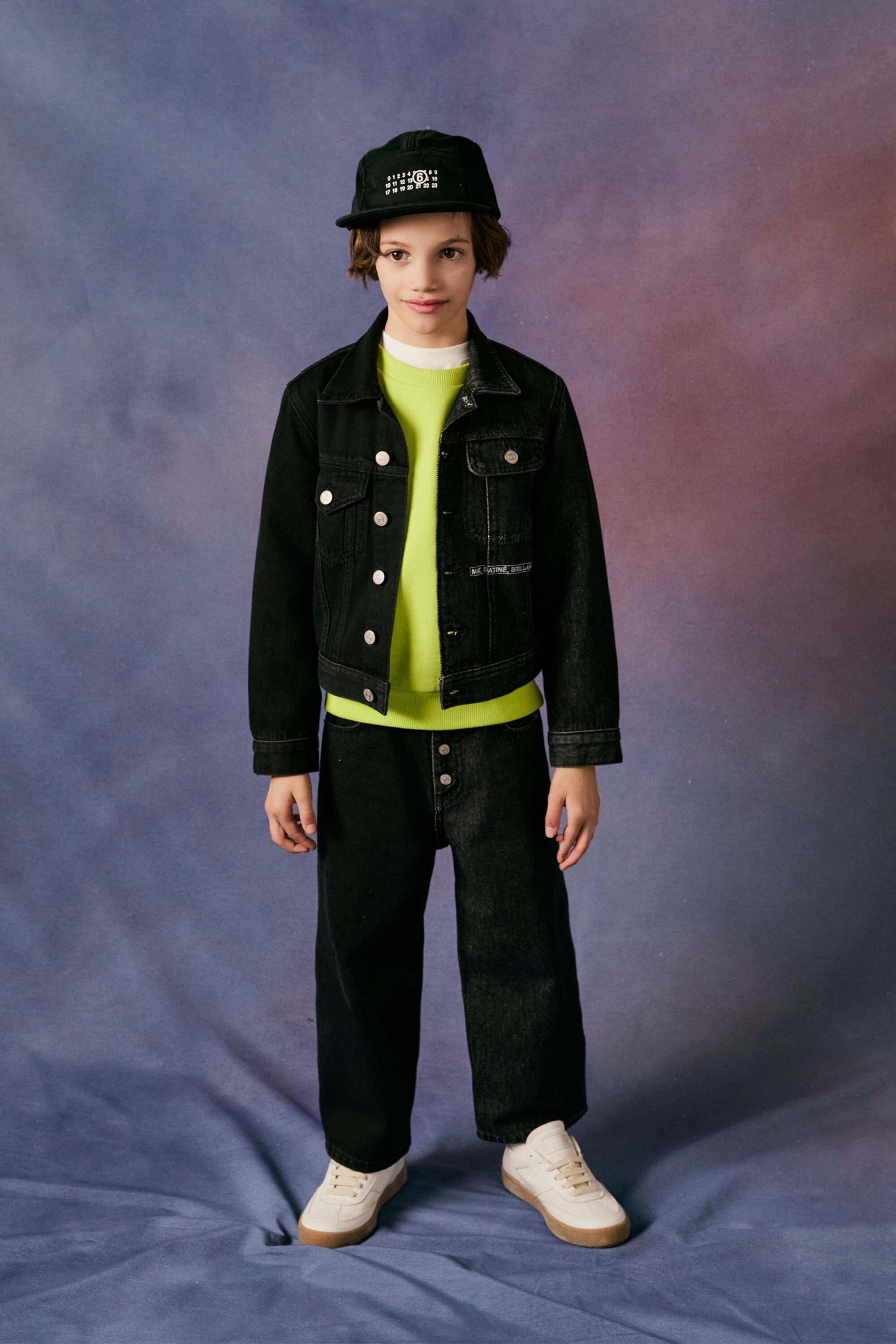 Giacca in denim nero con logo