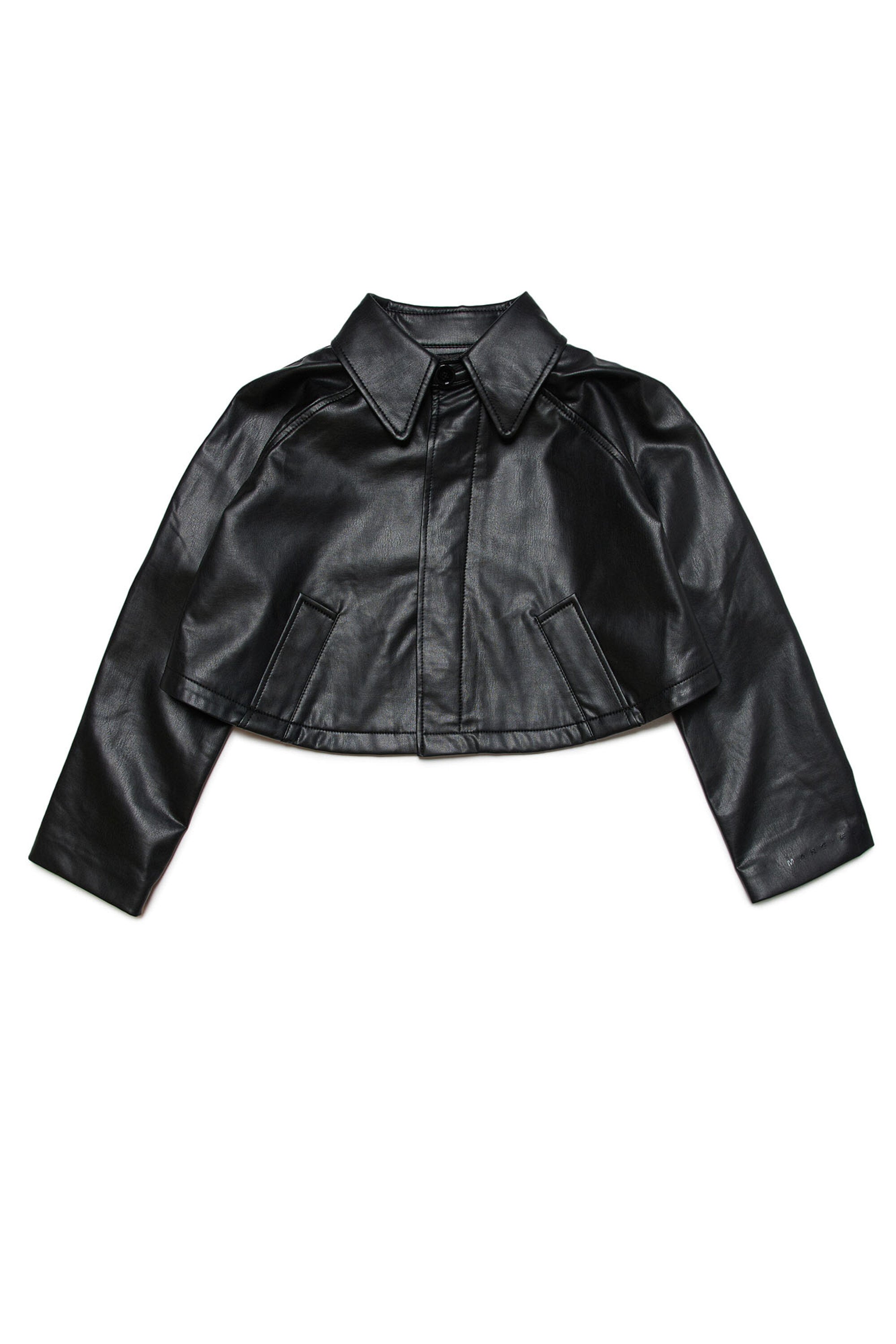 Cropped fake leather jacket