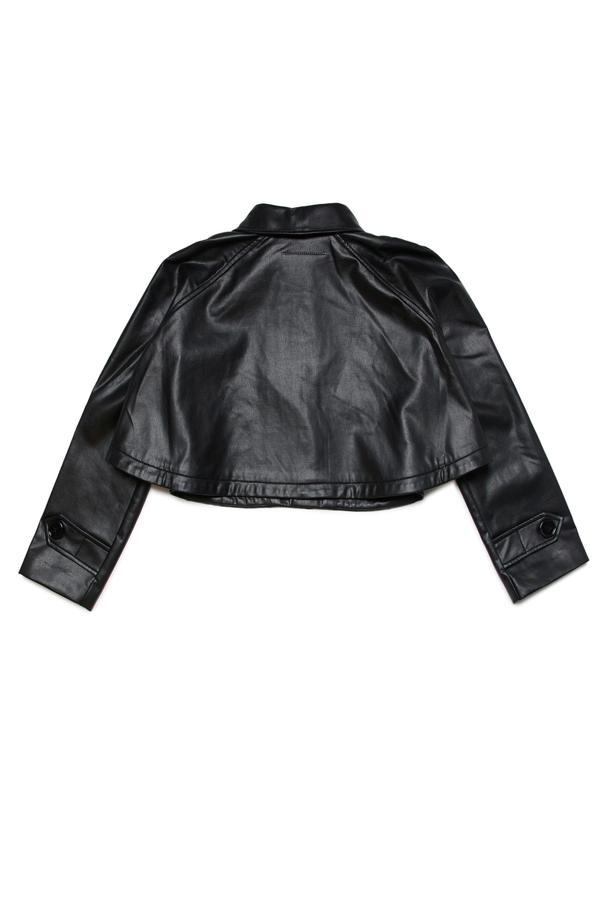 Cropped fake leather jacket