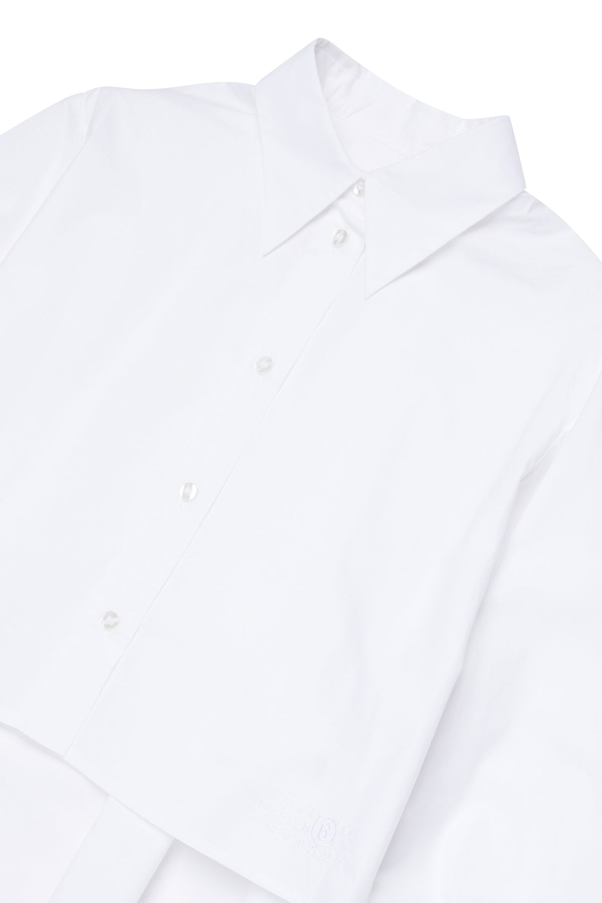 Camicia cropped in popeline con plissè sul retro