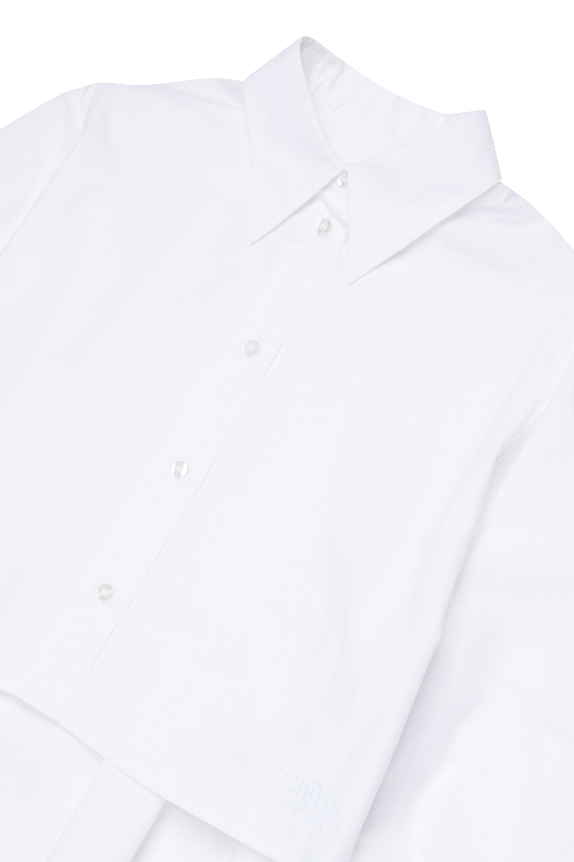 Camicia cropped in popeline con plissè sul retro