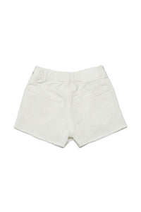 White metallic effect denim shorts