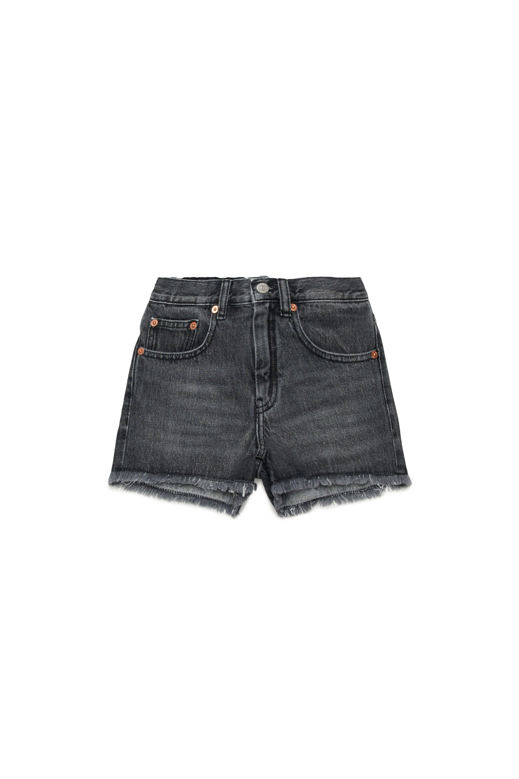 Schwarze Denim-Shorts mit roh geschnittenen Säumen