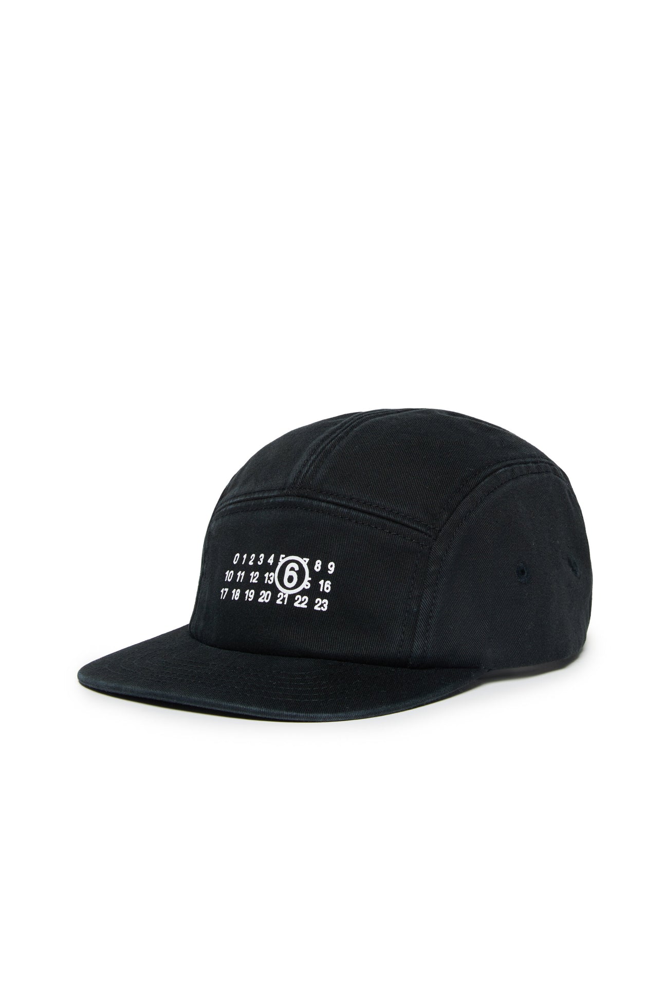 Five-panel hat branded with numeric logo 