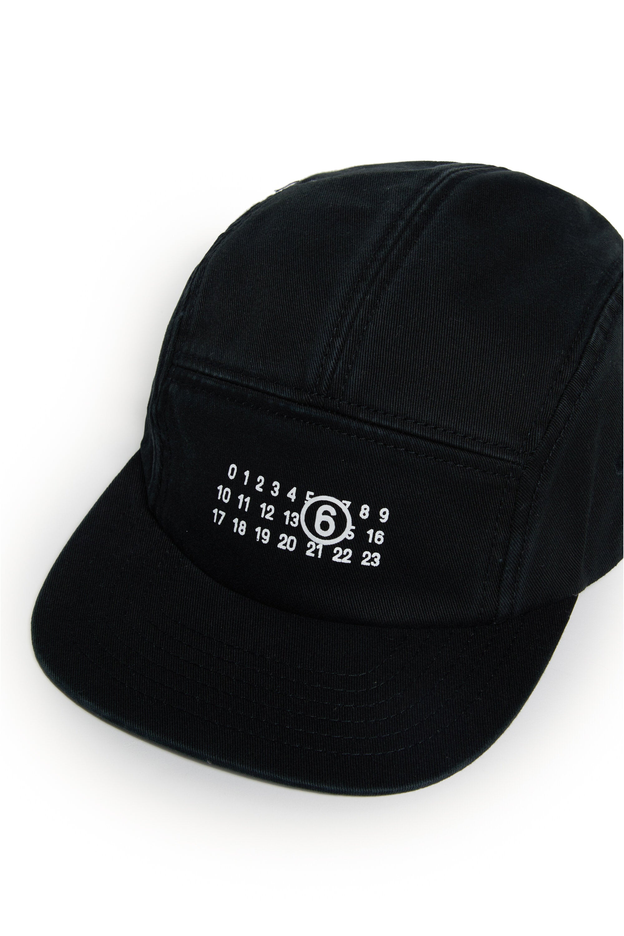 Five-panel hat branded with numeric logo