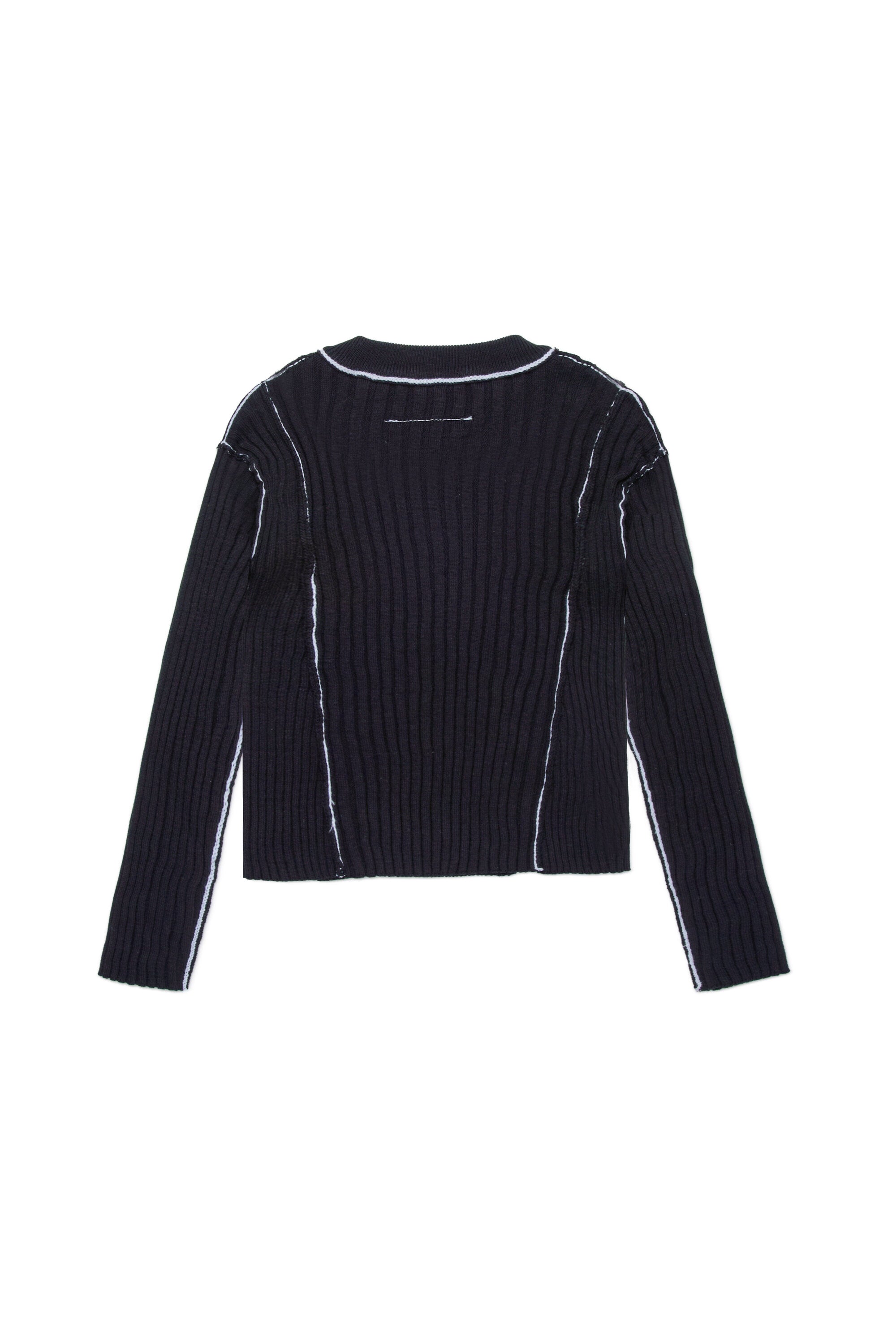 Ribbed pullover with contrasting seams