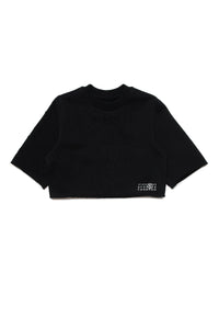 Cropped ripped sweatshirt branded with numeric logo