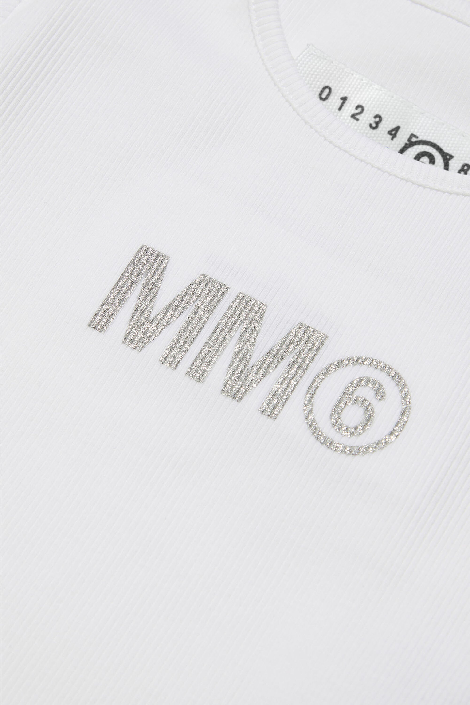 Ribbed T-shirt with MM6 glitter logo
