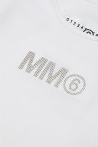 Camiseta de canalé con logotipo de brillos MM6