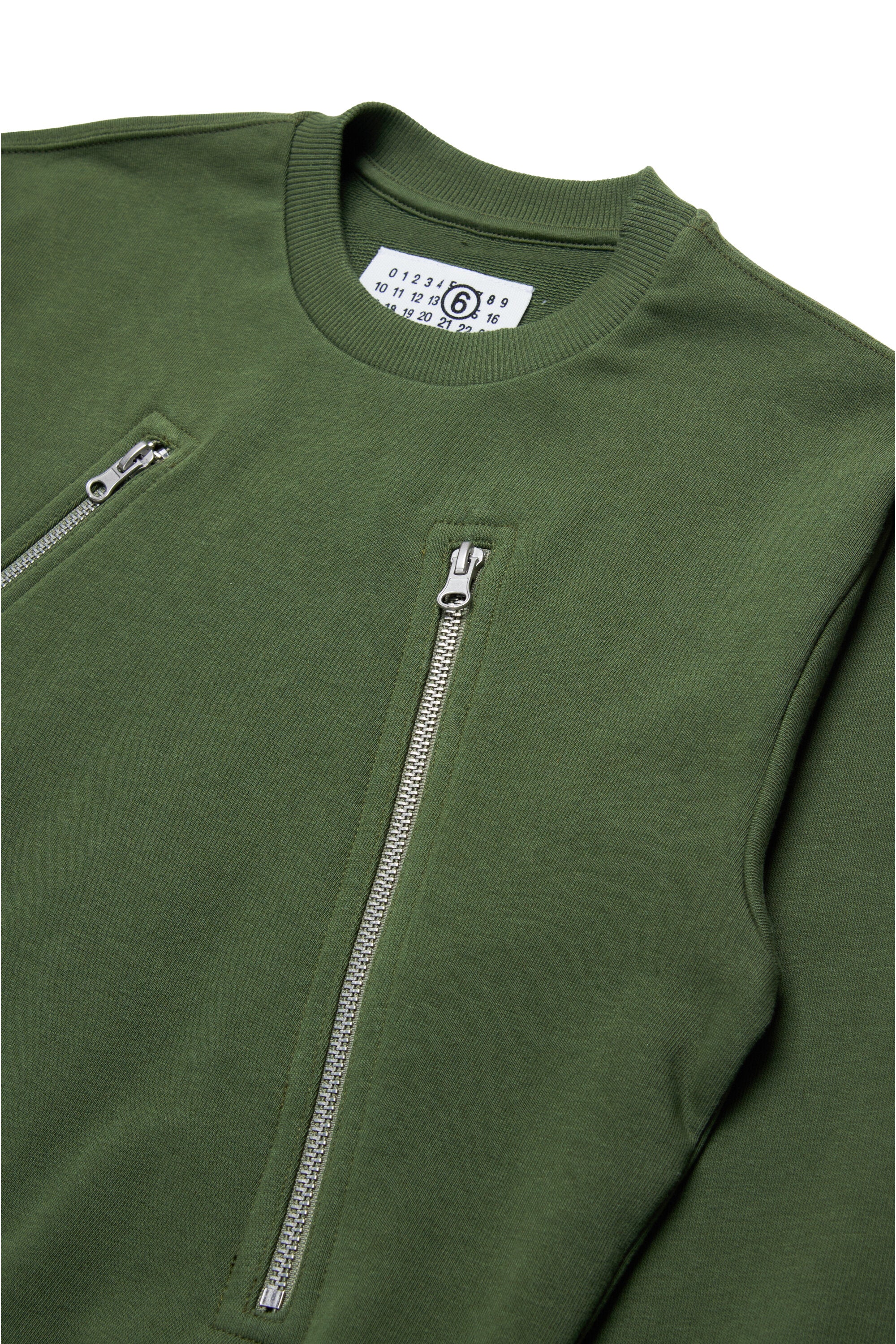 Crew-neck sweatshirt with diagonal zip