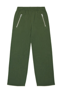 Fleece trousers with diagonal zips