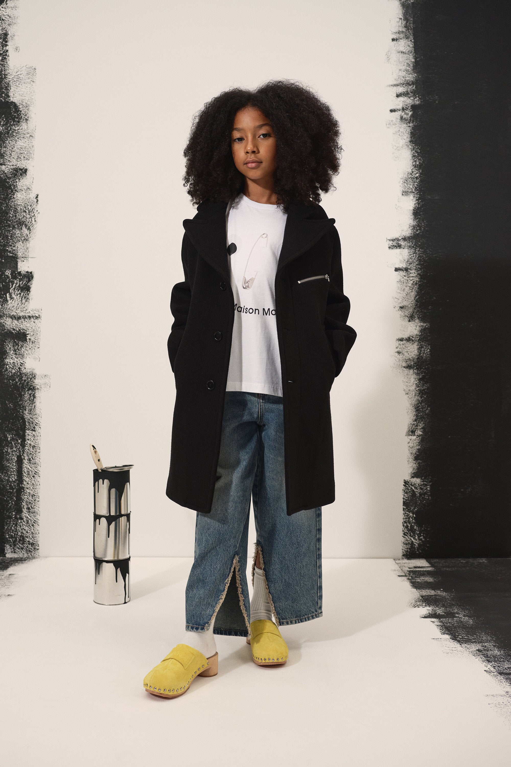 Abrigo largo de paño con cremallera