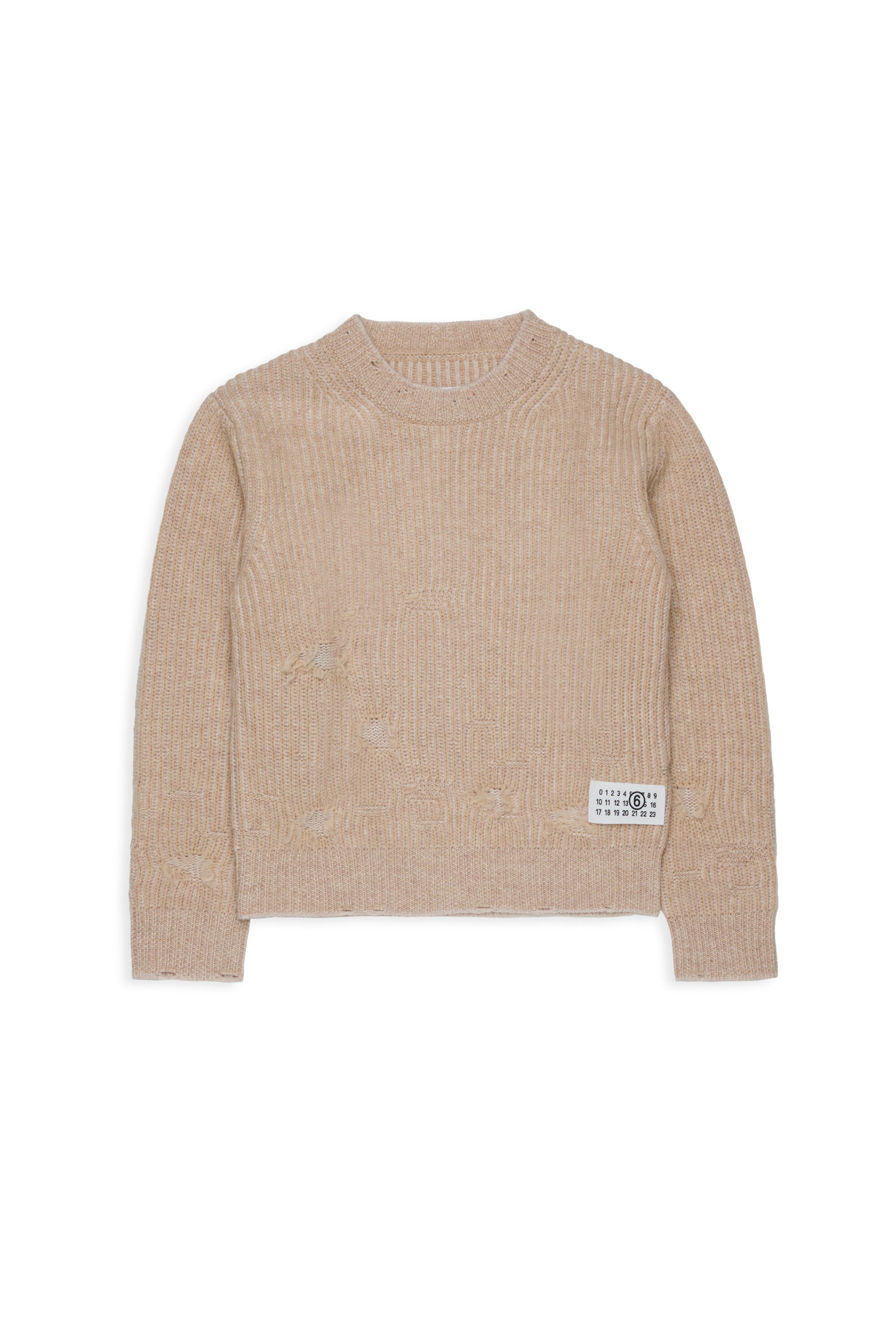 Pullover in lana a coste con rotture