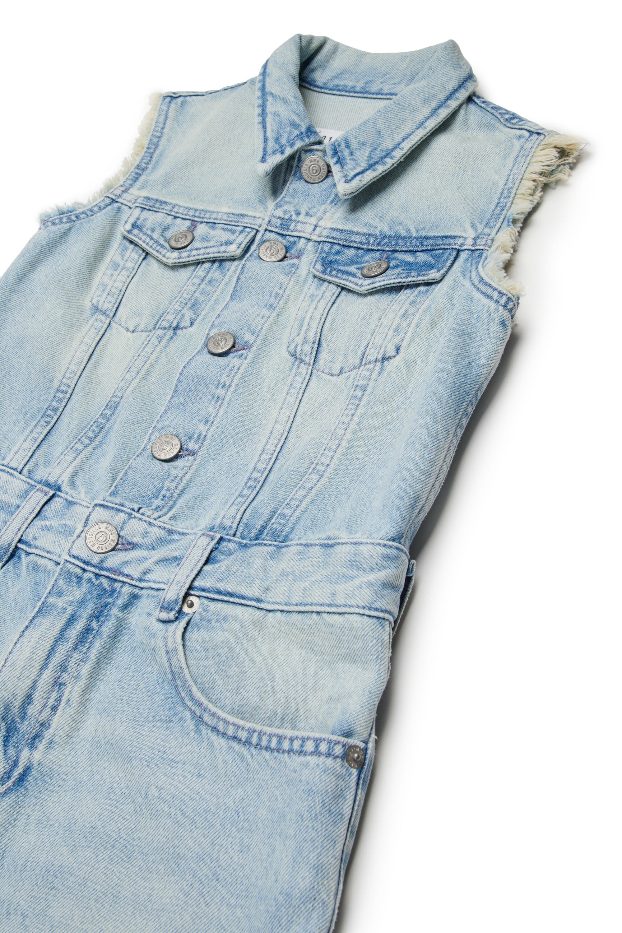 Abito denim smanicato effetto sbiadito