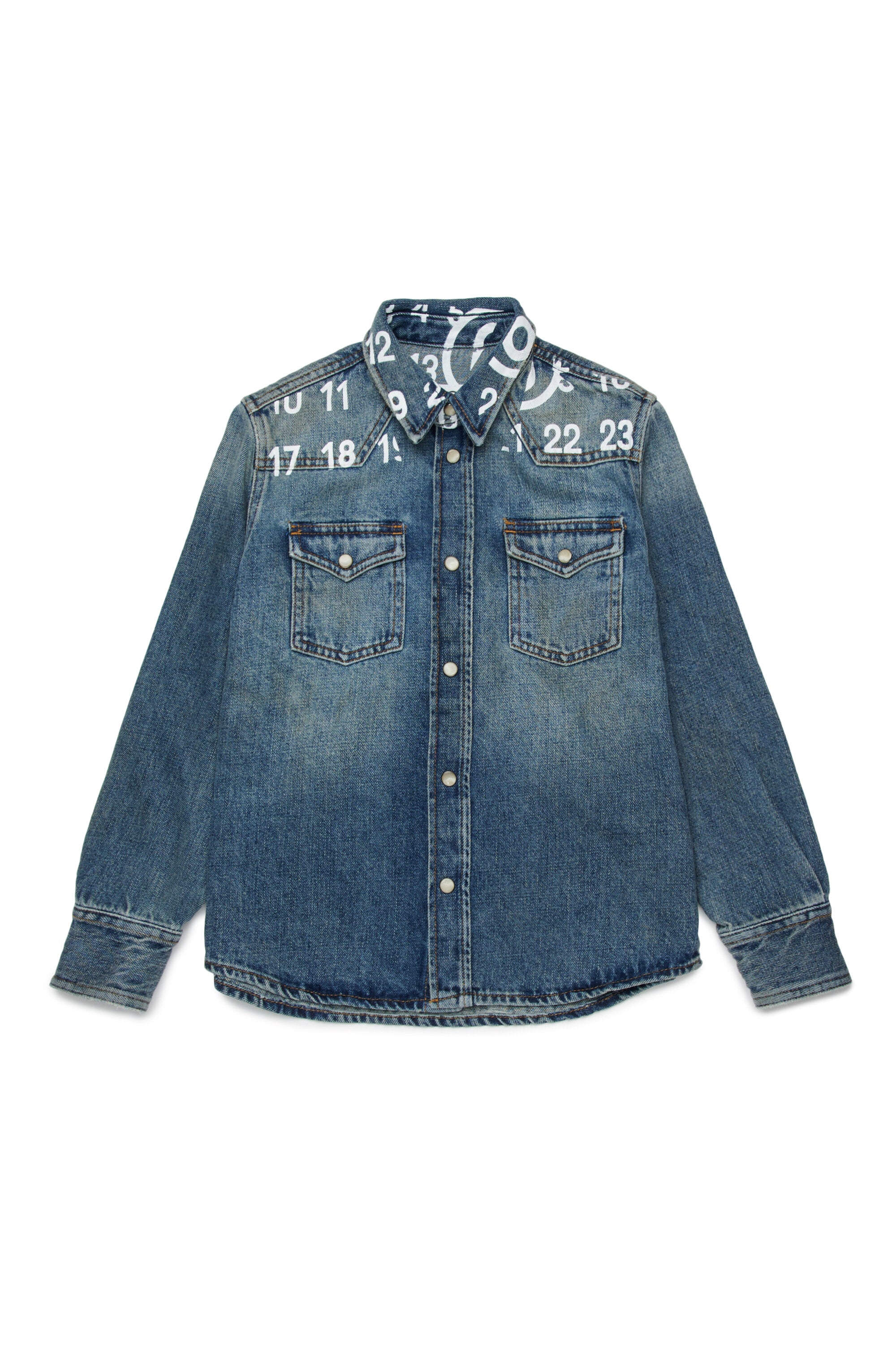 Denimhemd mit aufgedrucktem Logo