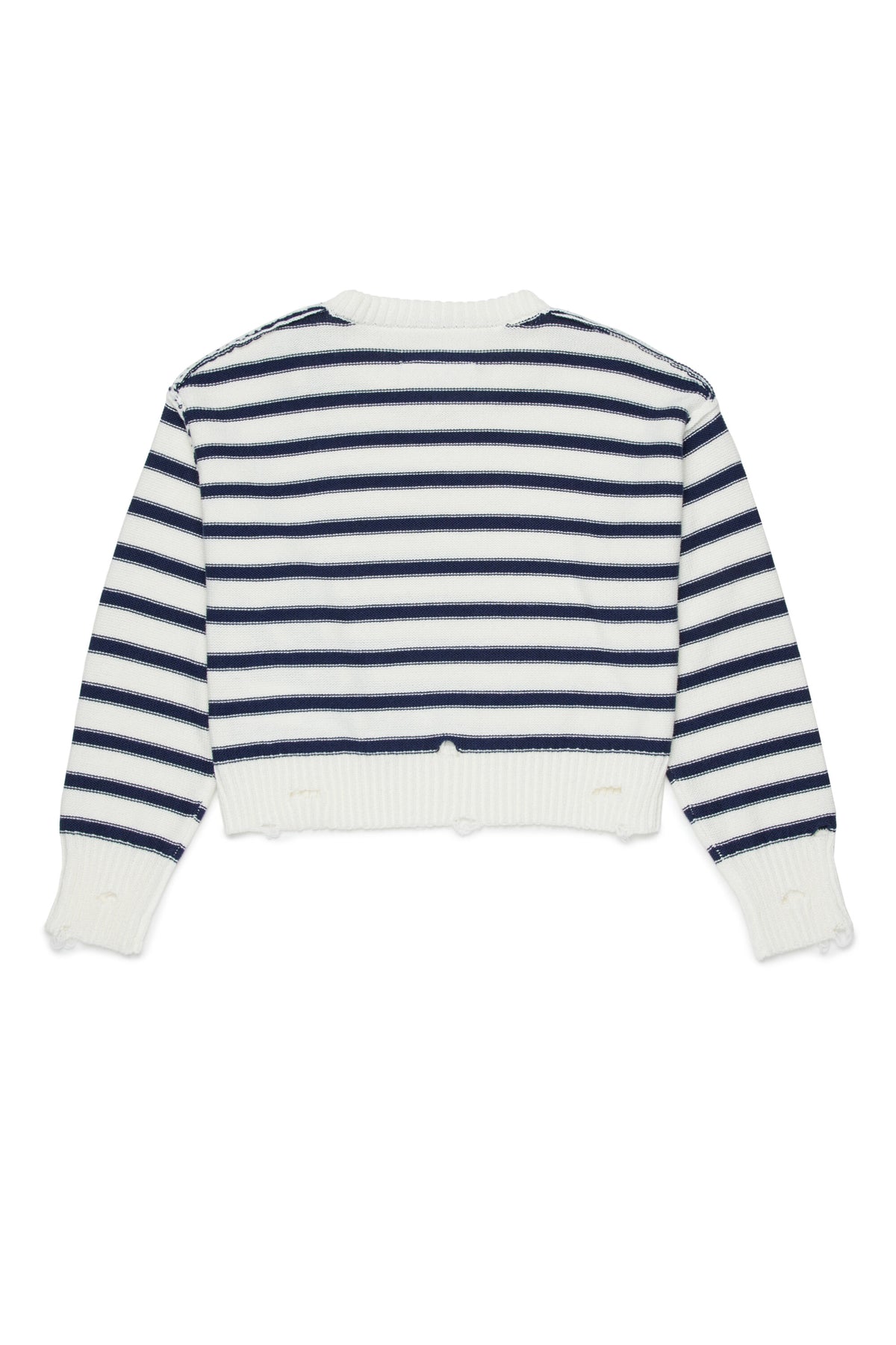 Pull col rond à rayures avec logo
