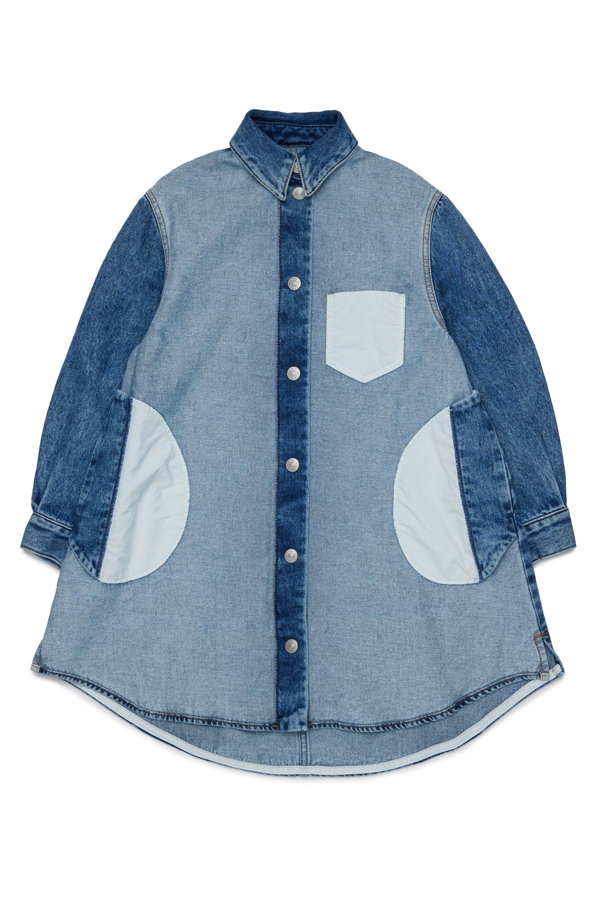 Abito denim con tasche a contrasto