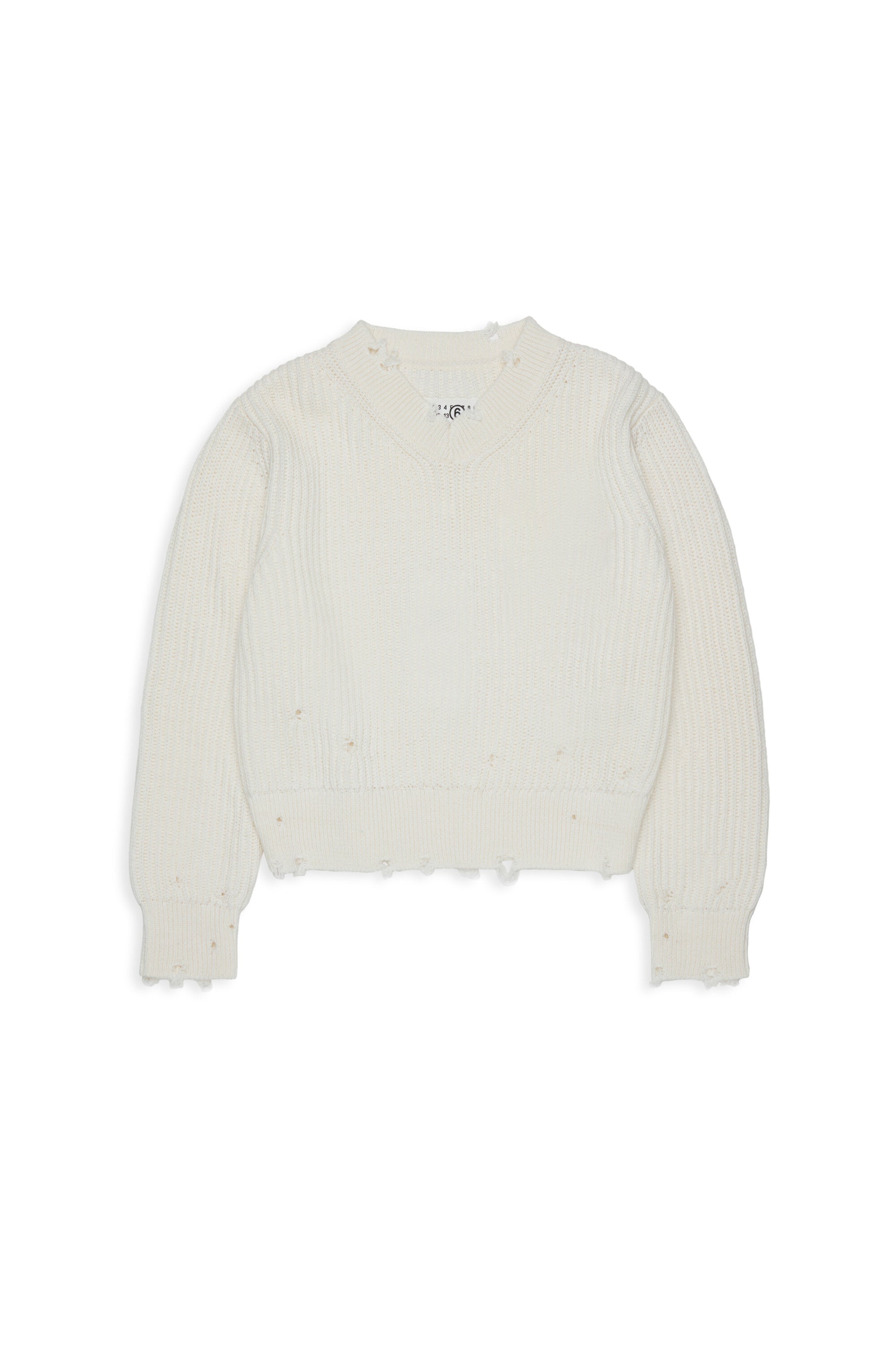 V-Ausschnitt Pullover mit Rissen