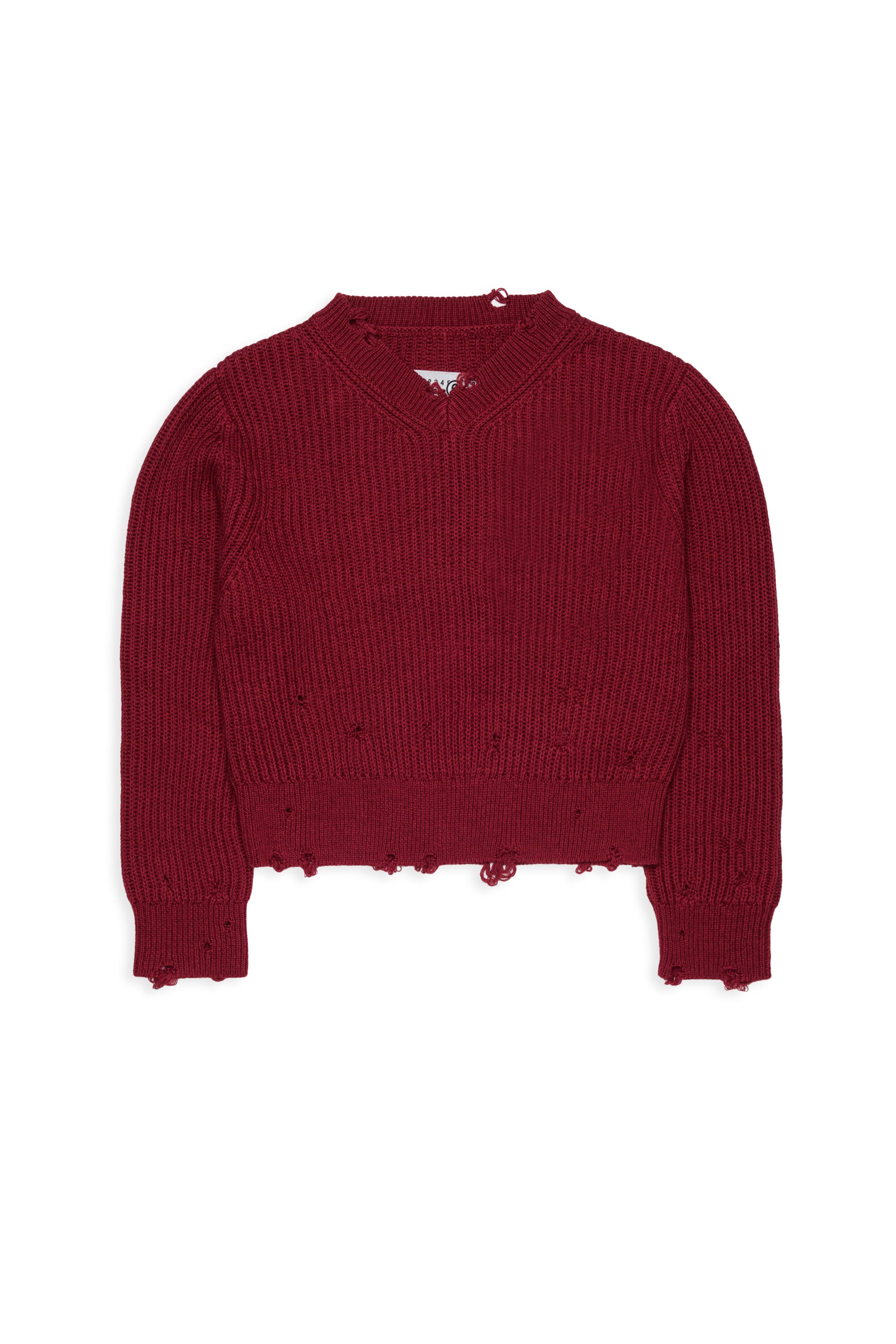 V-Ausschnitt Pullover mit Rissen