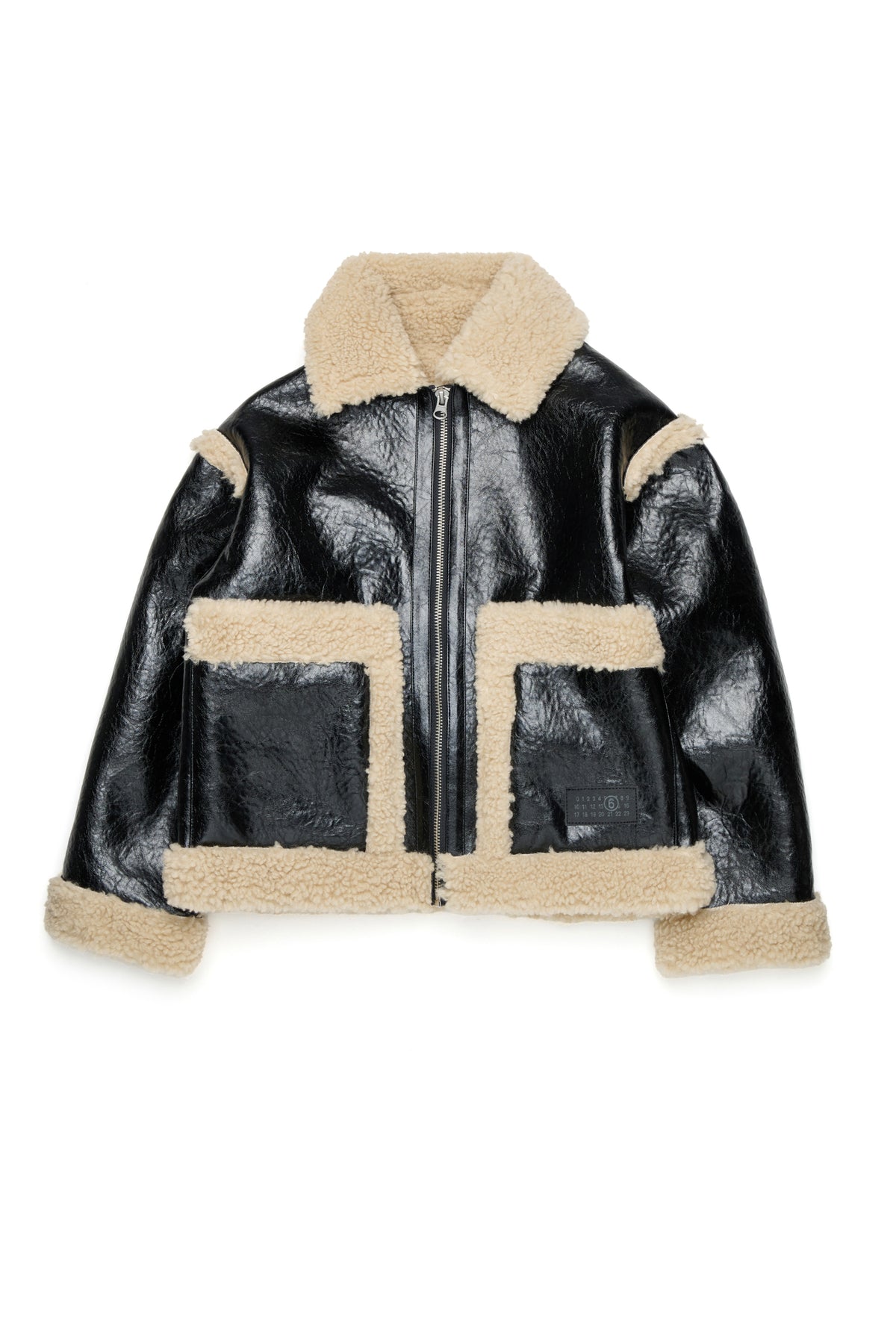 Shearling jacket with printed logo