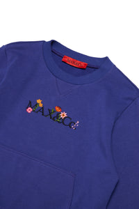 Cotton sweatshirt with floral logo