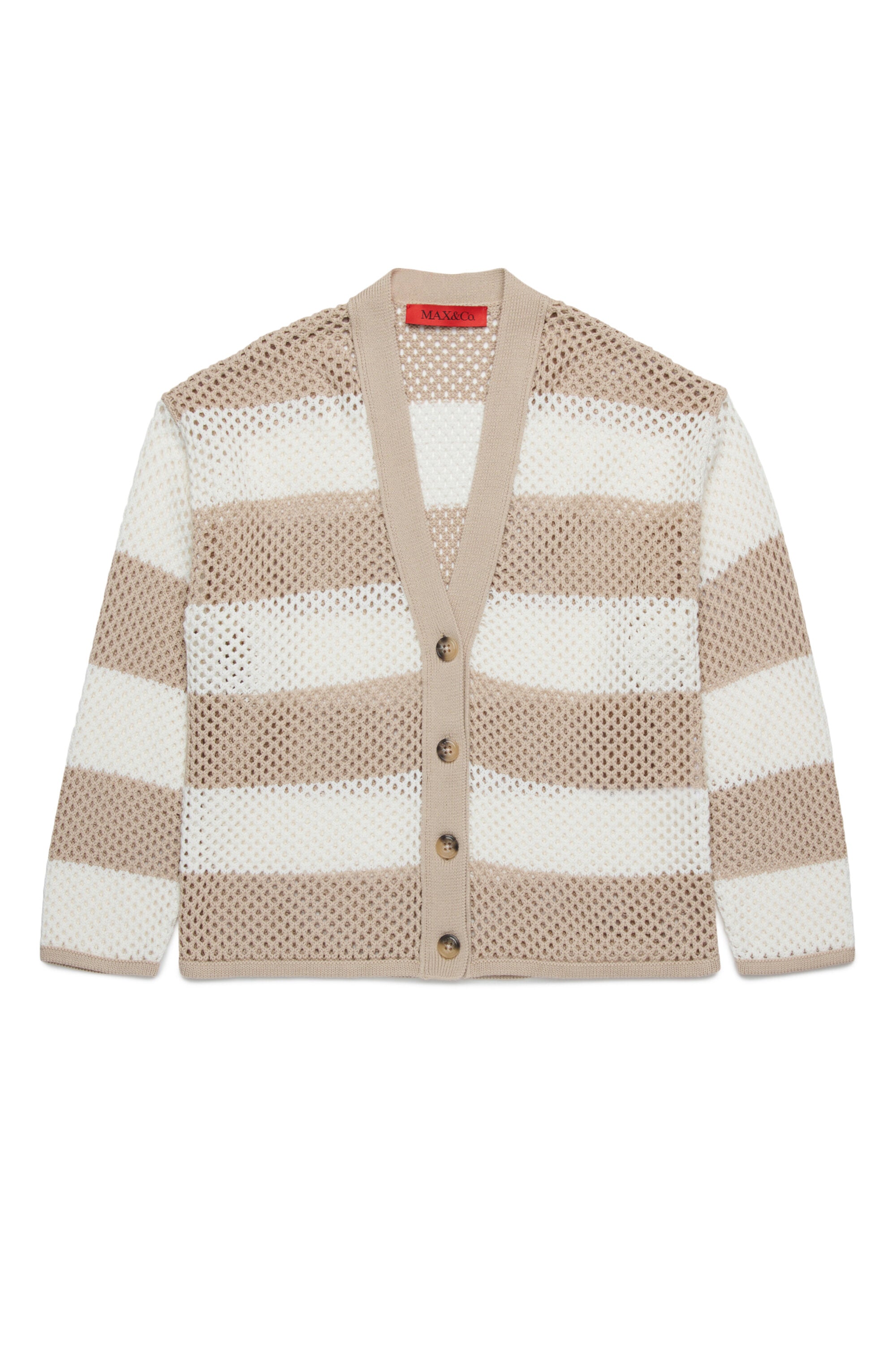 Cardigan in maglia traforata a righe