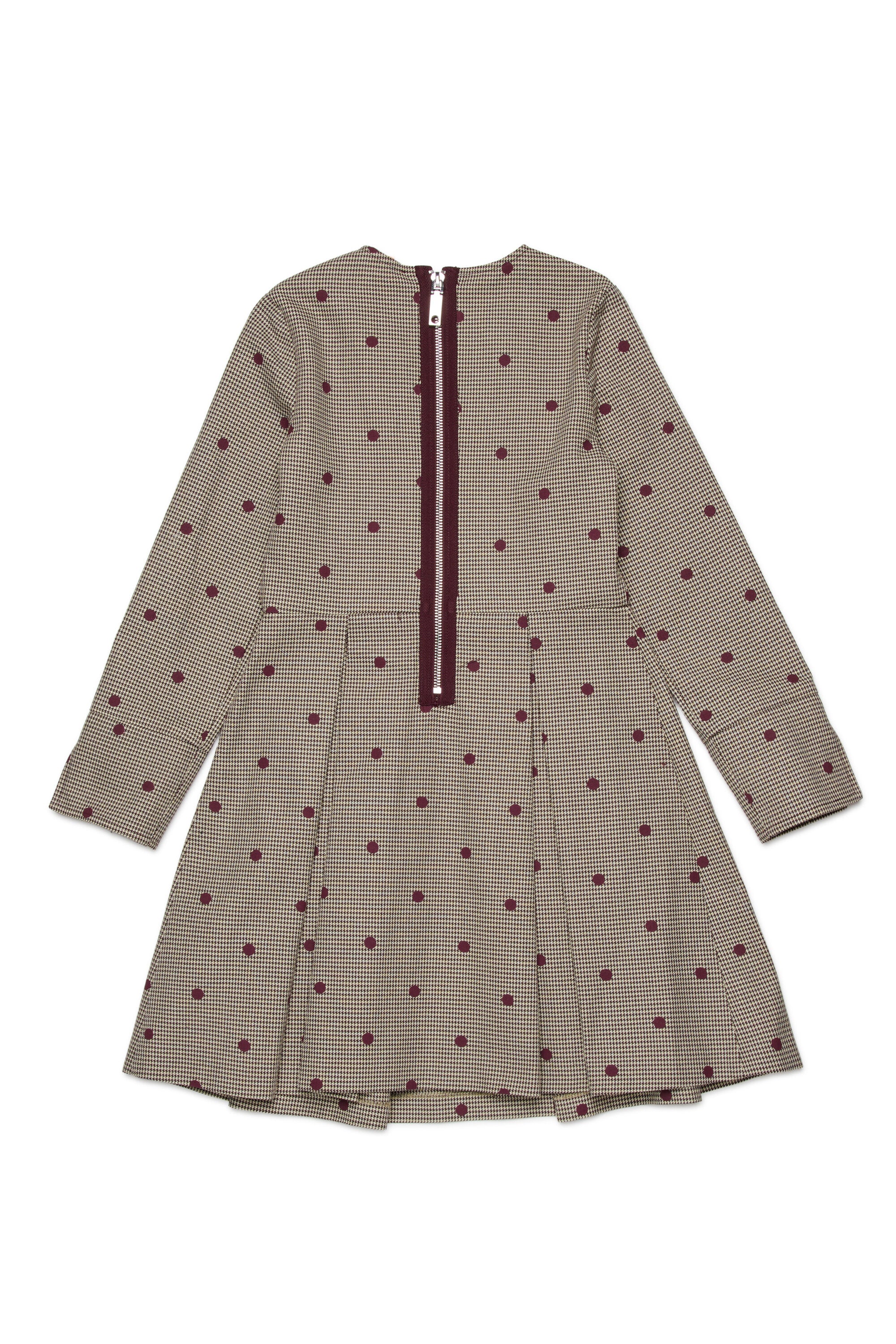 Kurzes Kleid mit Hahnentrittmuster und Polka Dot