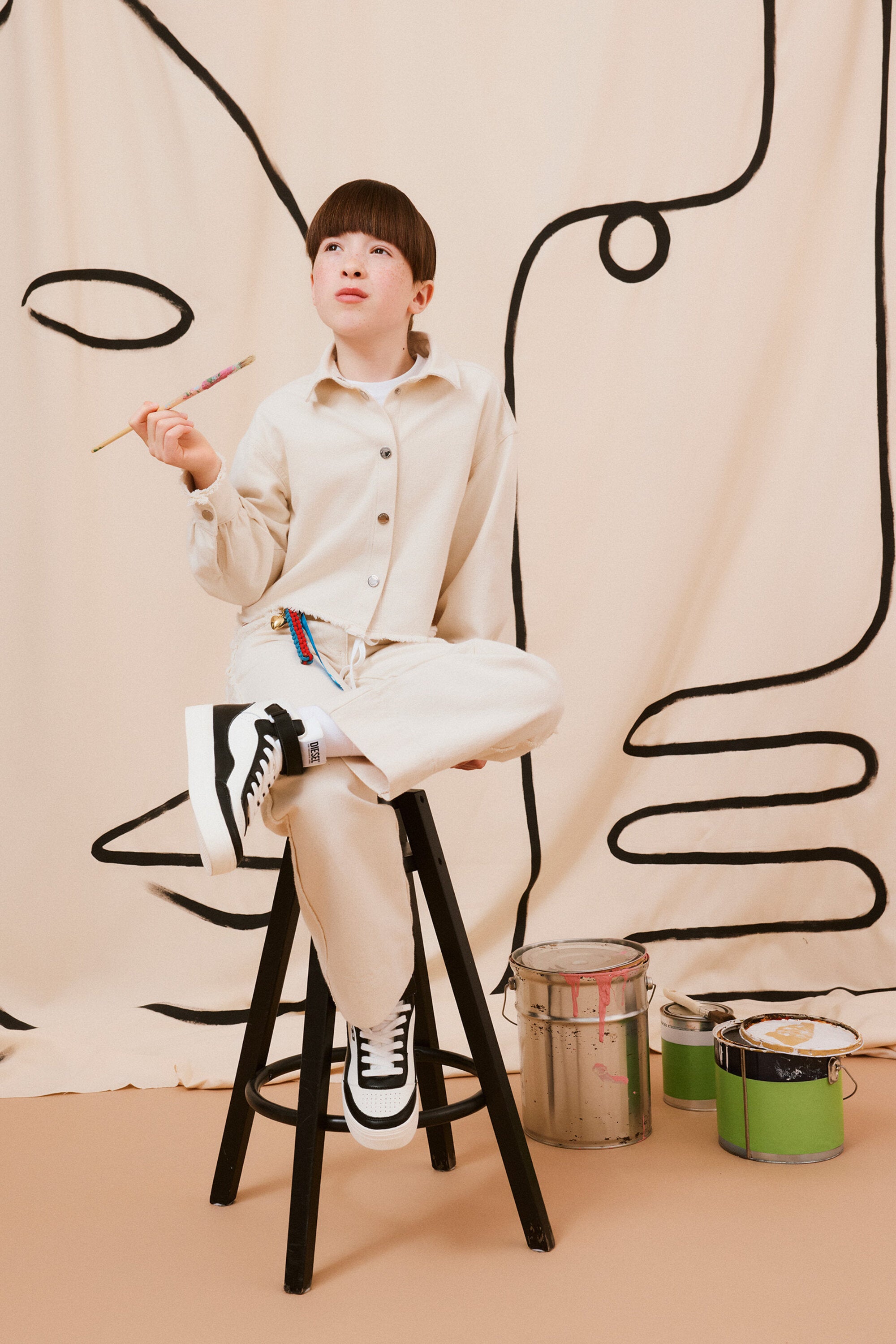 Camicia boxy in drill di cotone