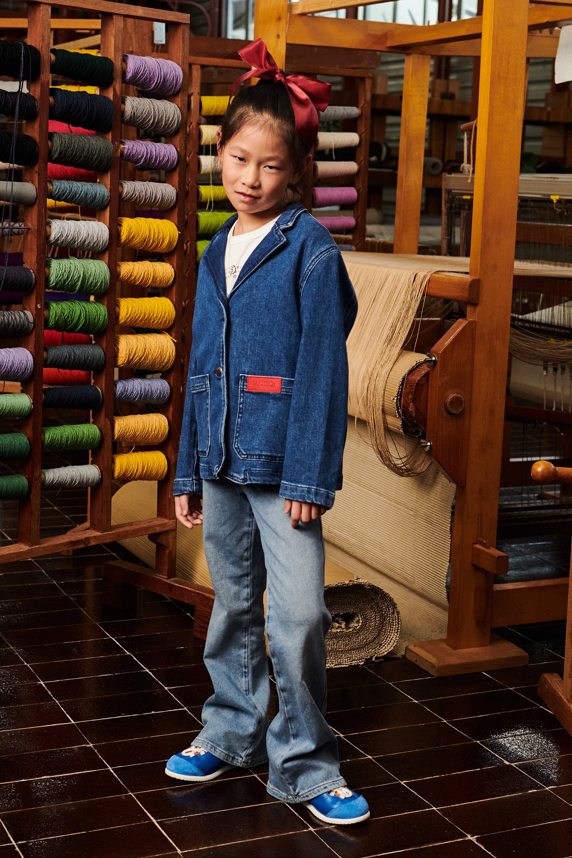 Blazer en denim avec logo