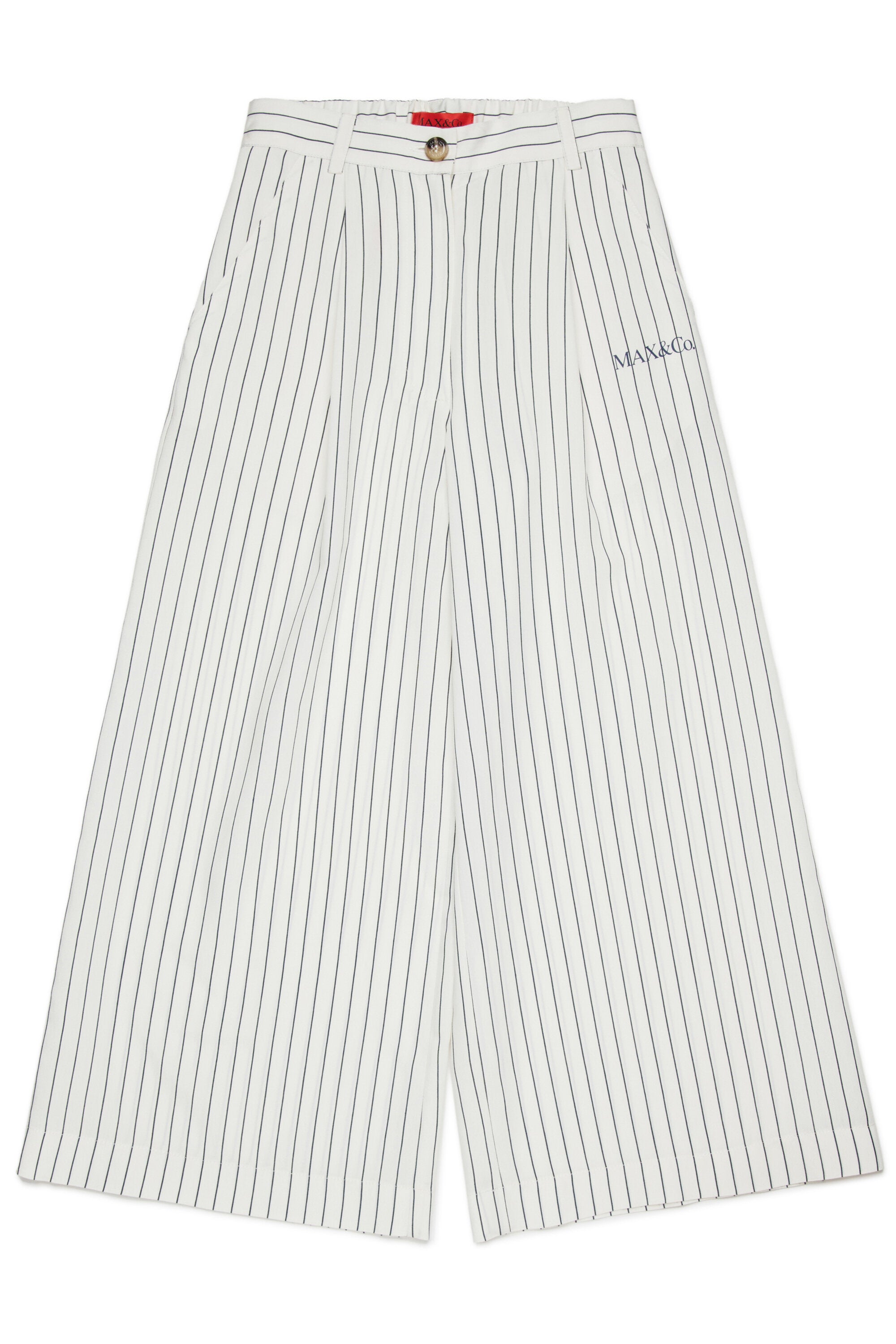 Pantalones palazzo de rayas con logo