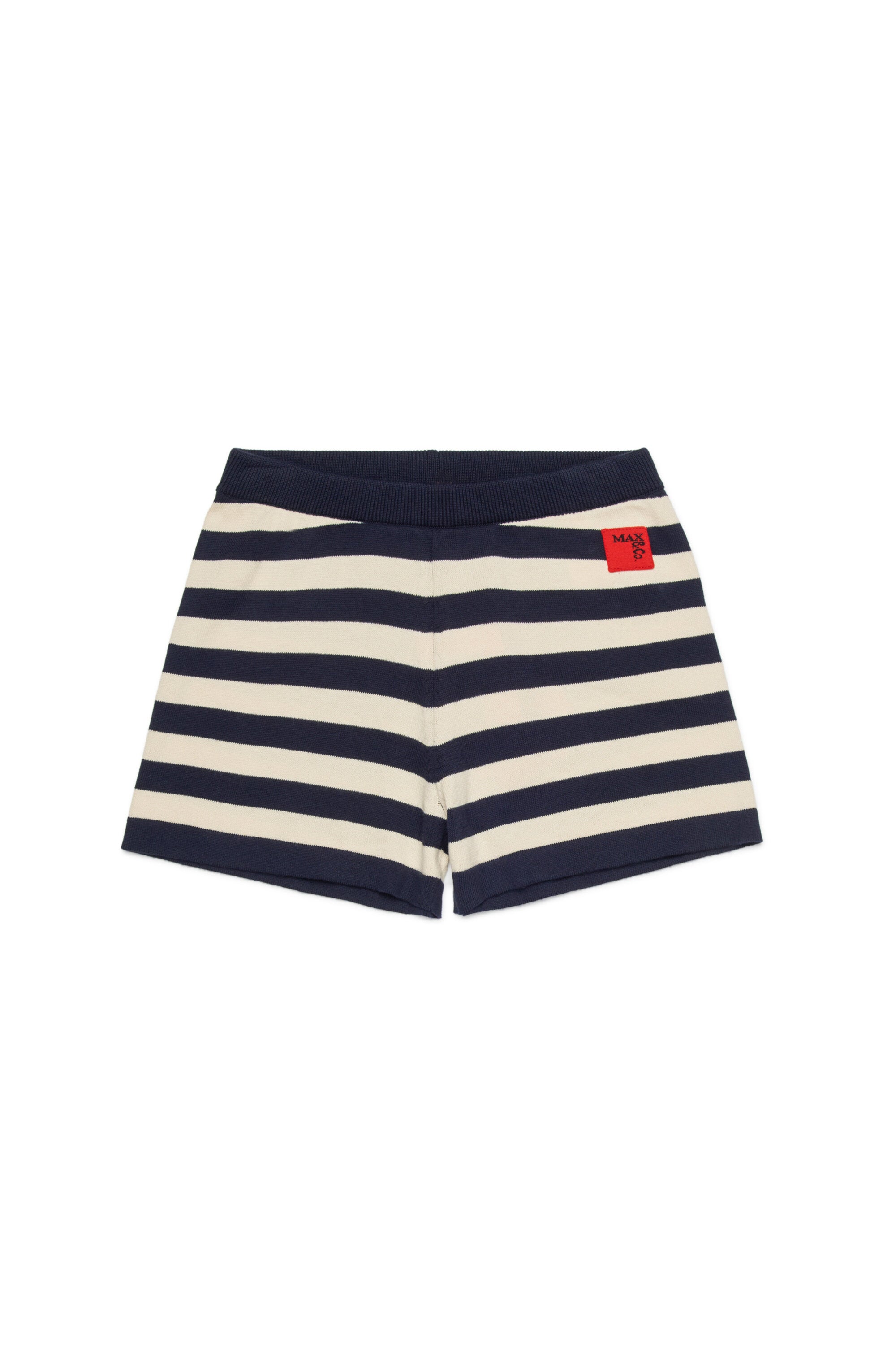 Shorts de punto a rayas con logo