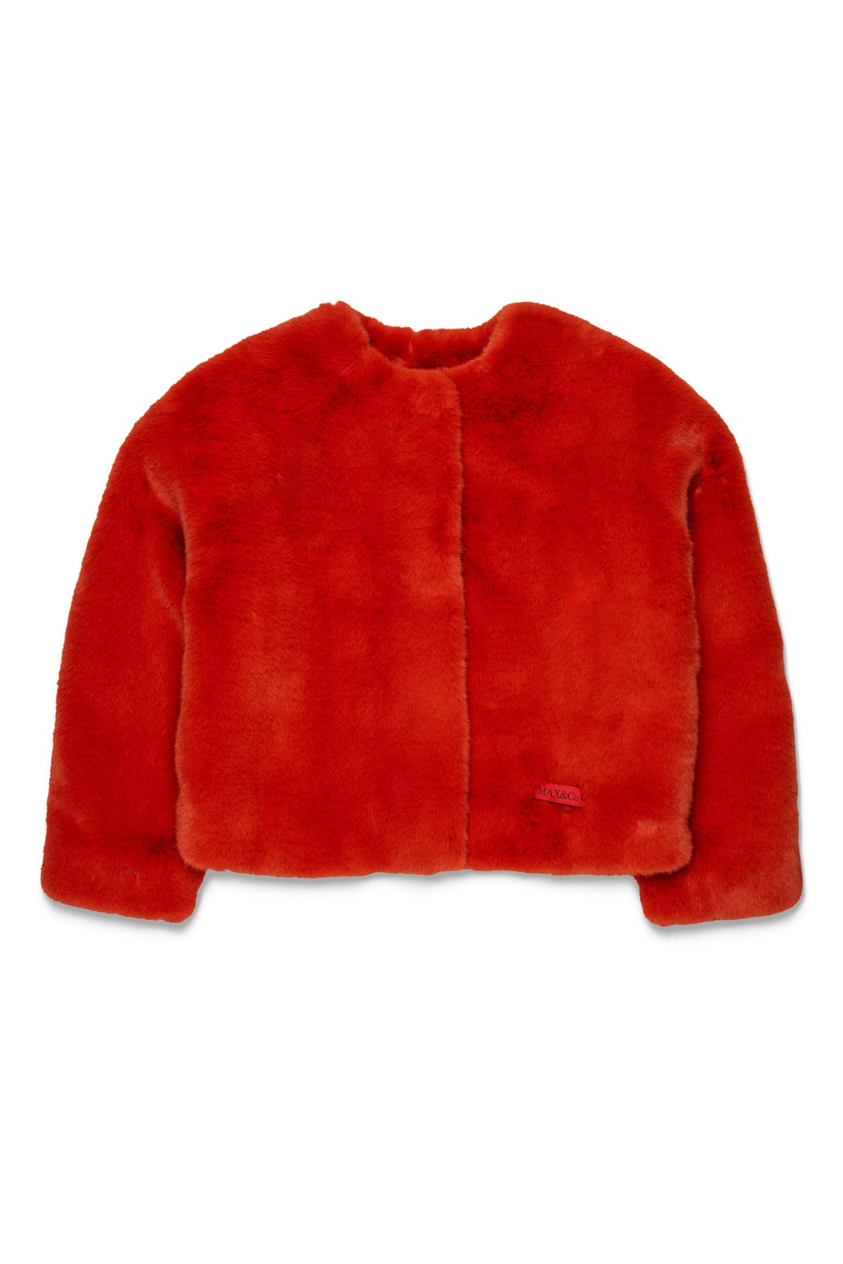 Faux fur jacket with logo