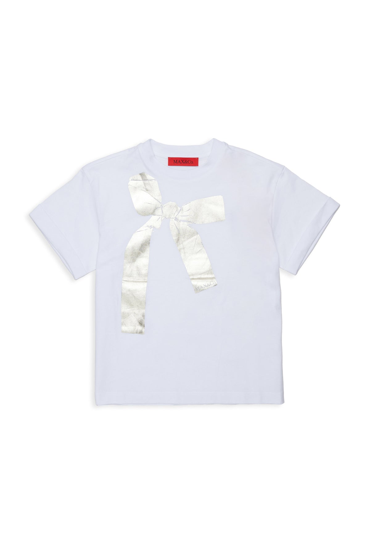 Camiseta con estampado de lazo metalizado