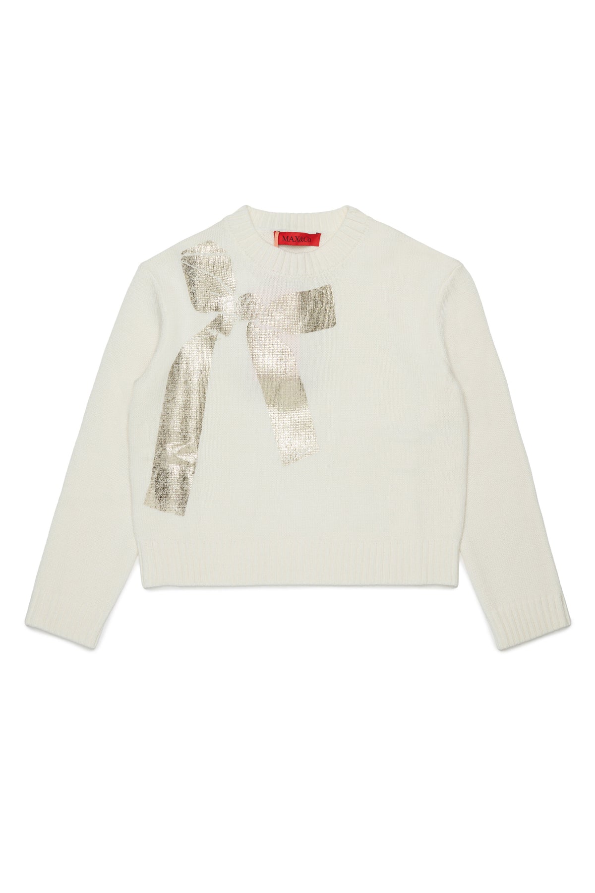 Crew-neck pullover with bow print