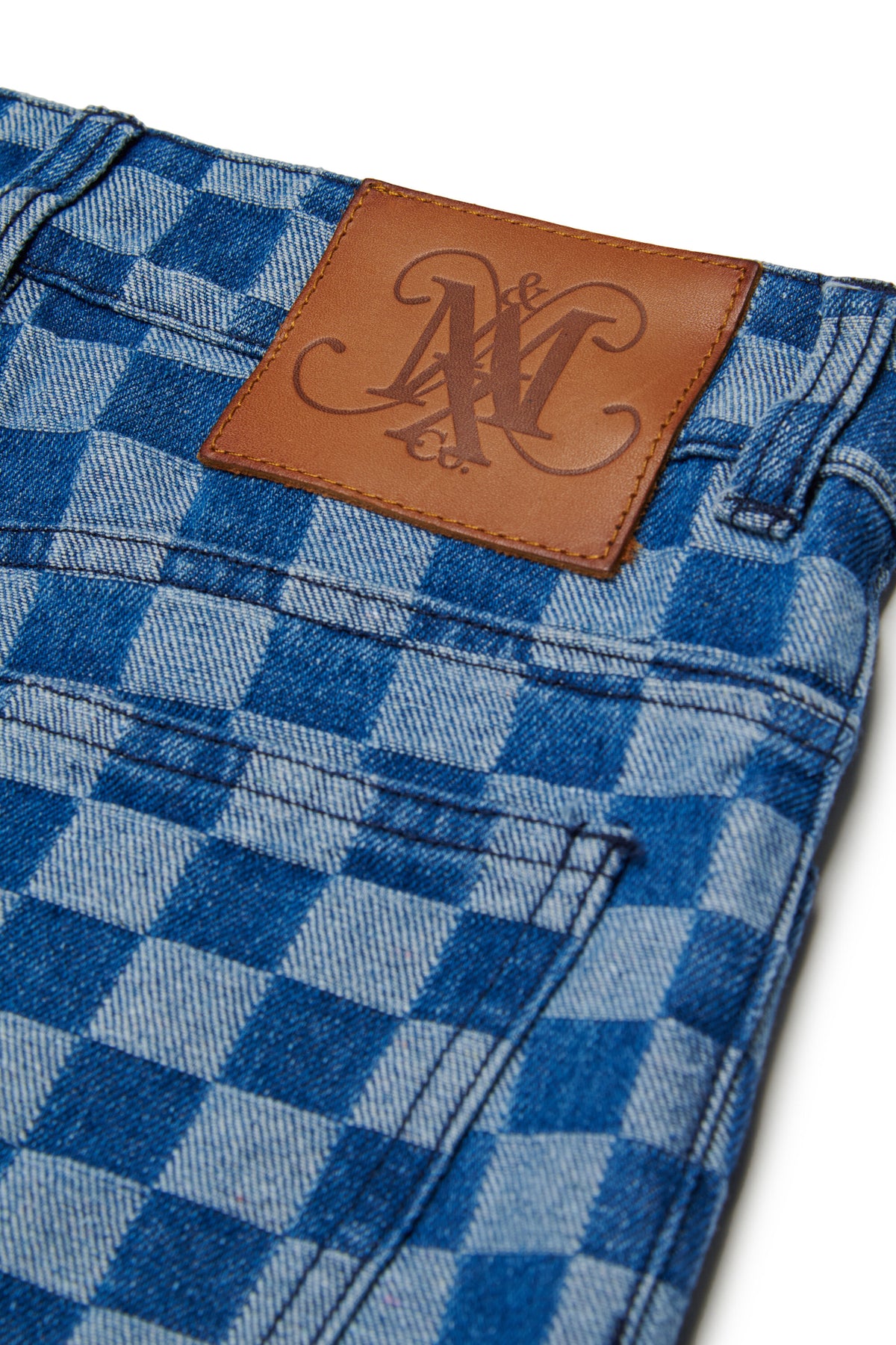 Jean regular à motif à carreaux