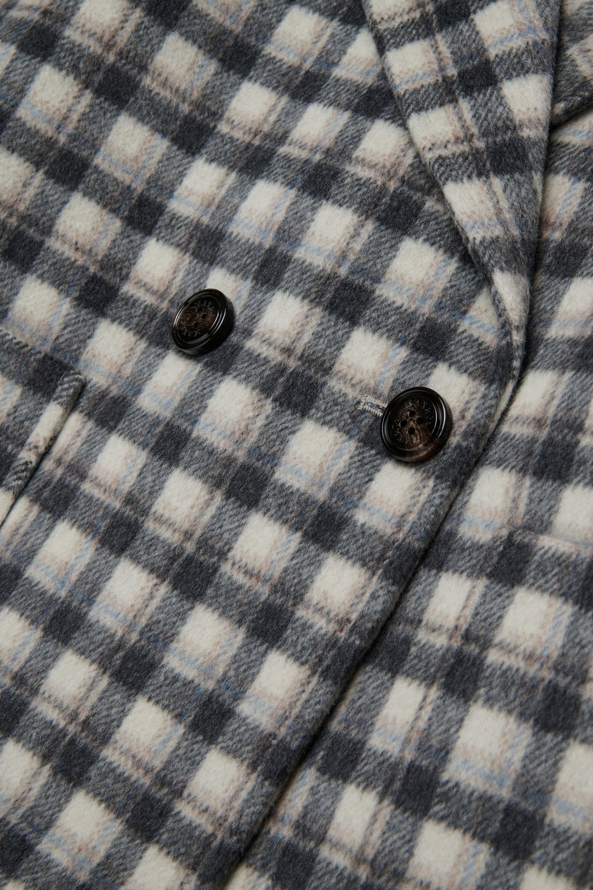 Double-breasted checked coat