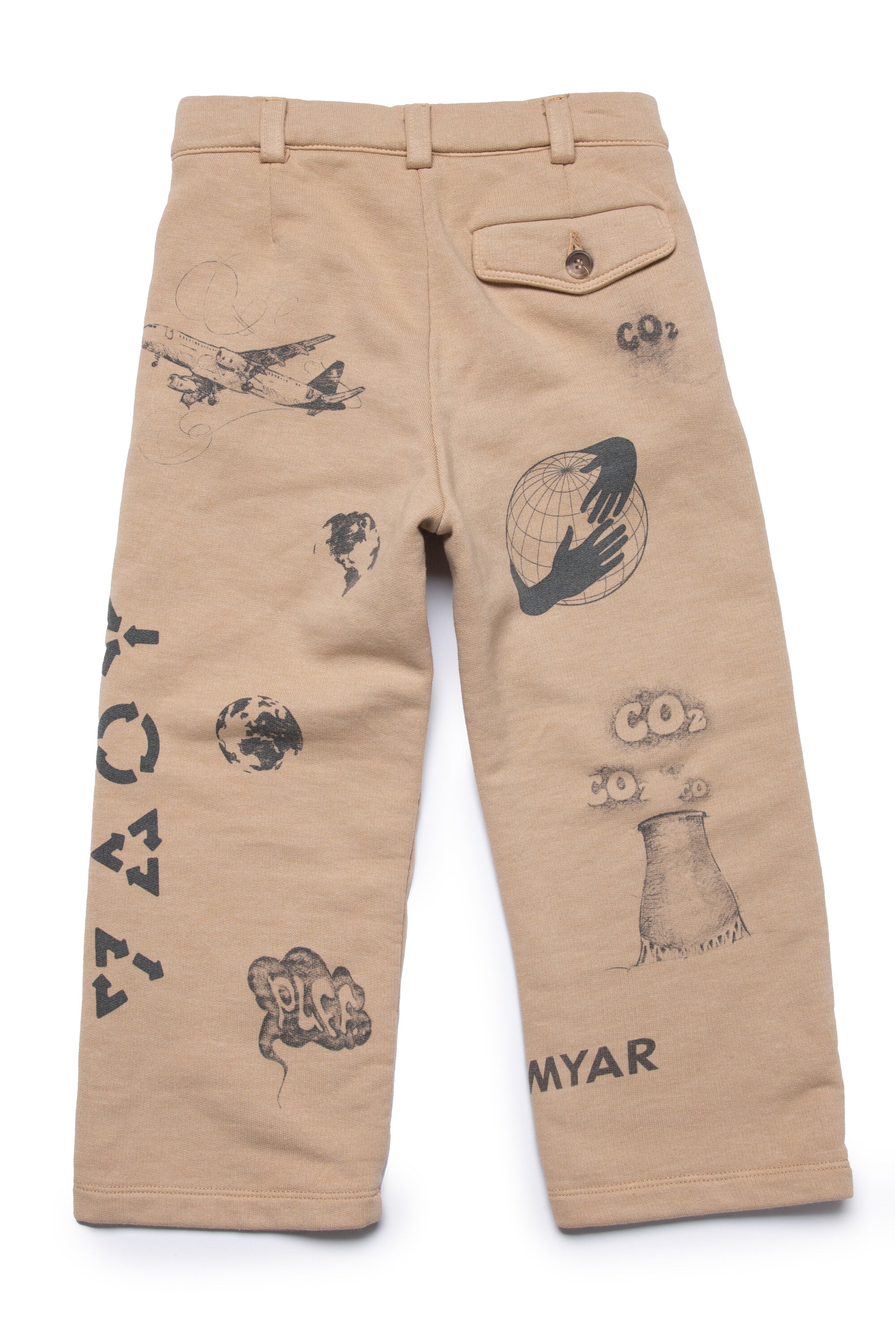 Deadstock fabric pants with graphic print