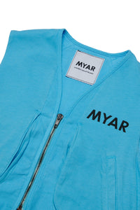 Gilet in tessuto deadstock e lino con logo MYAR