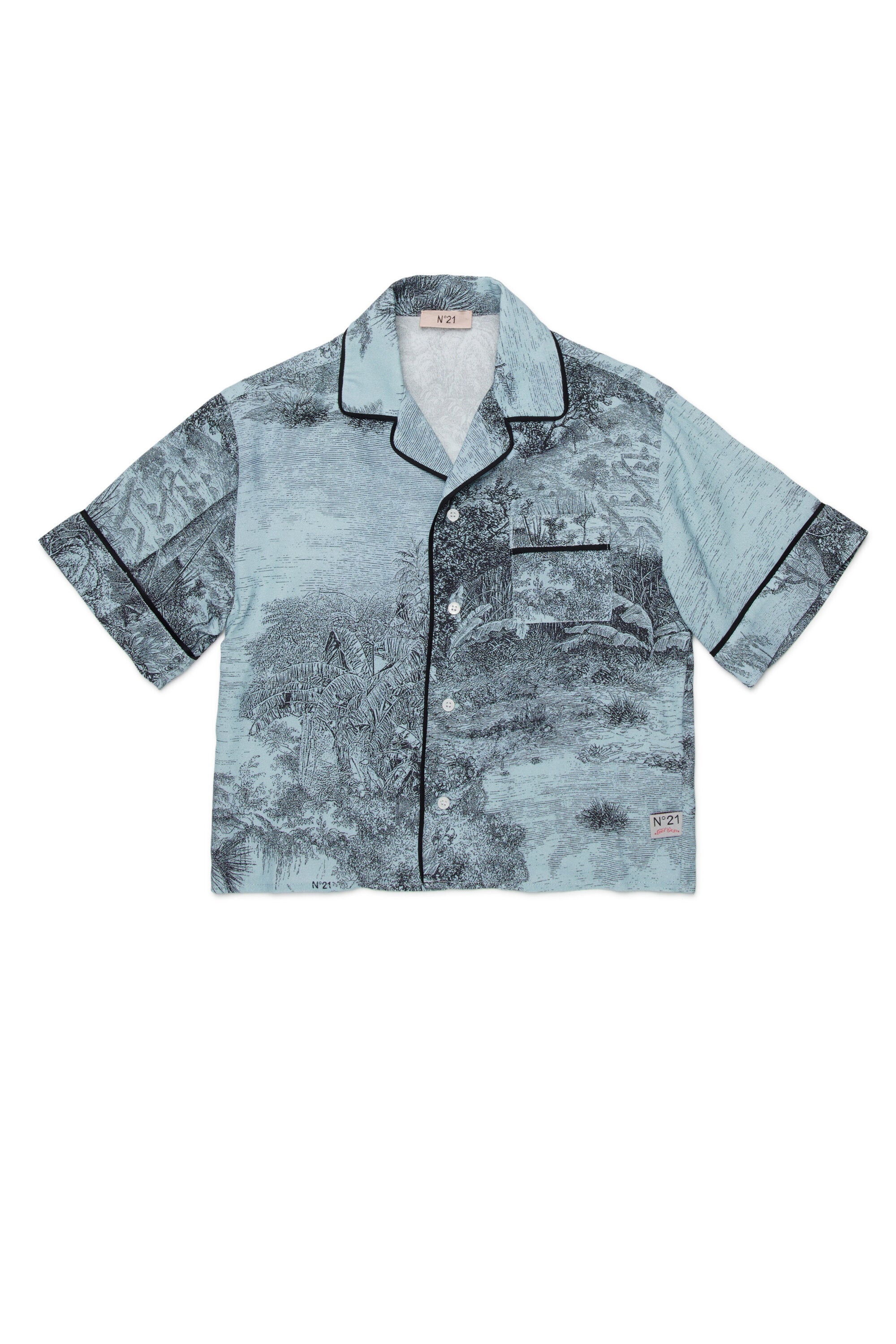 Camicia maniche corte con stampa allover