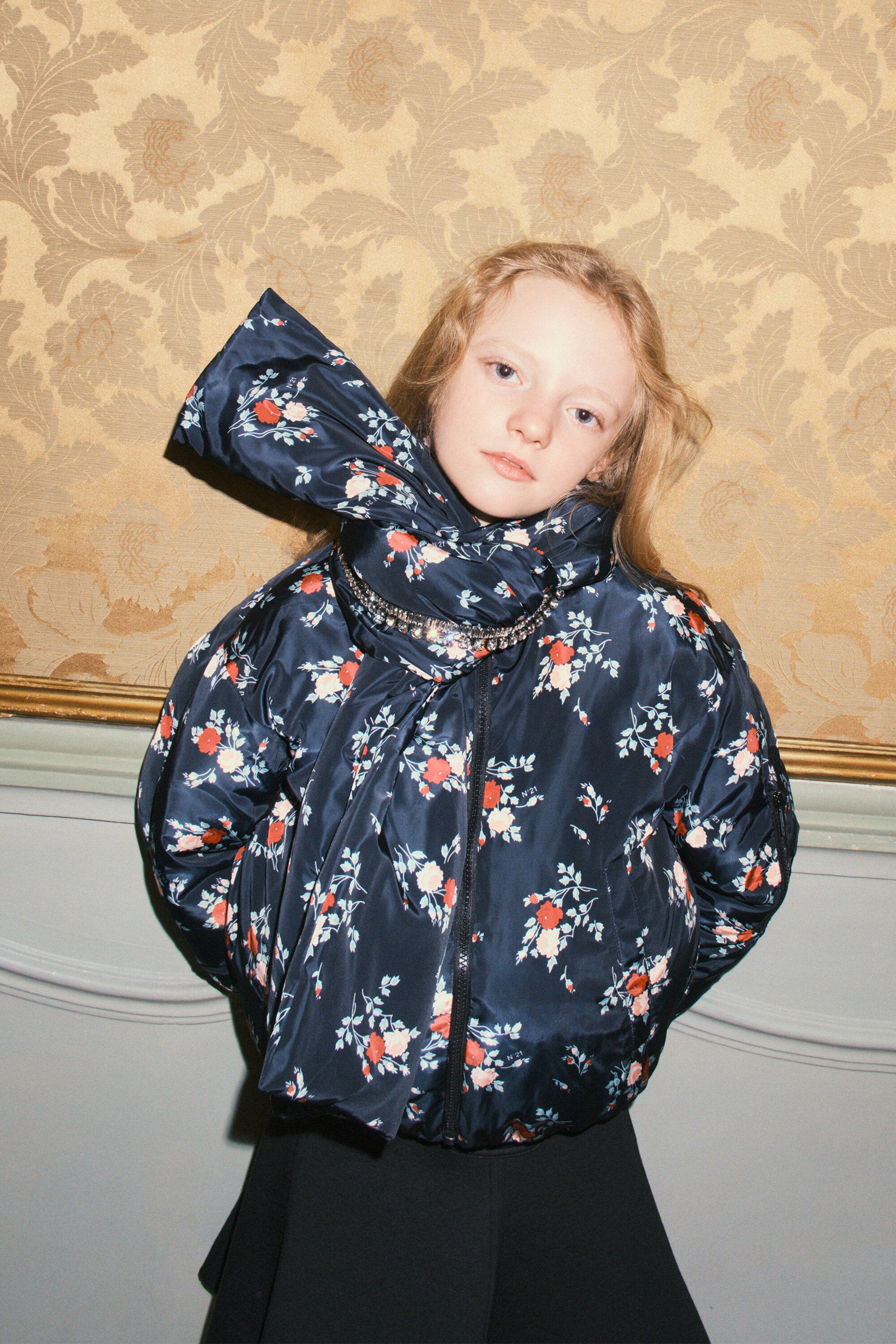 Veste matelassée à motif fleuri