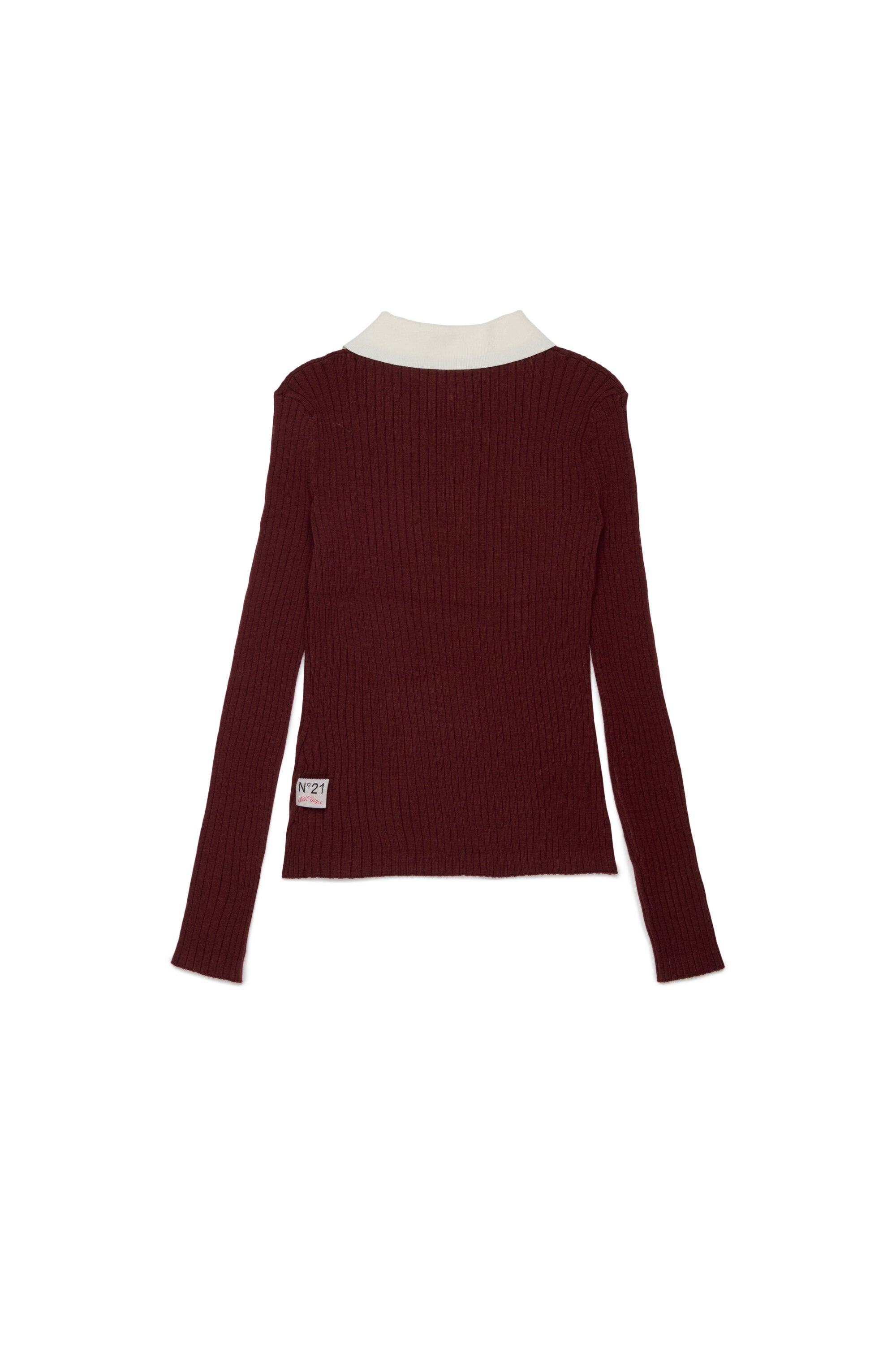 Rippstrickpullover mit kontrastierendem Kragen