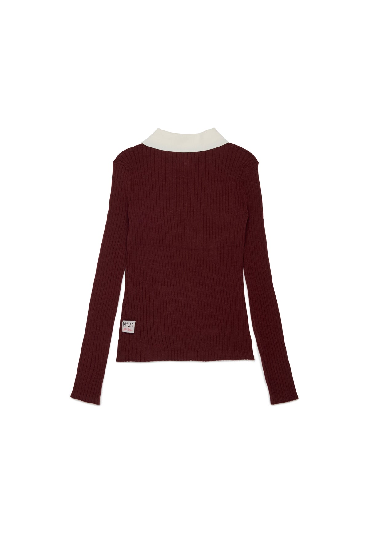 Ribbed pullover with contrast collar