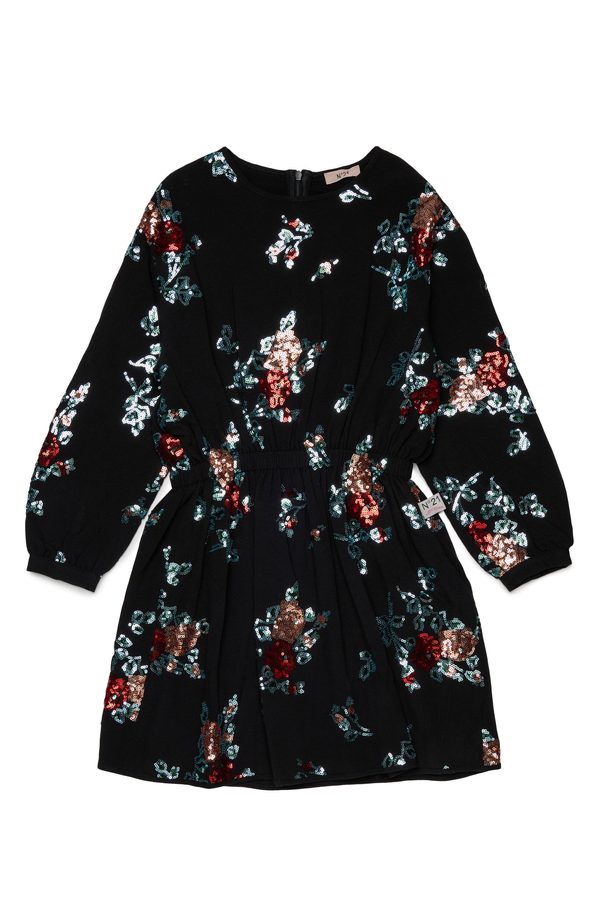 Kurzes Kleid mit floralen Pailletten