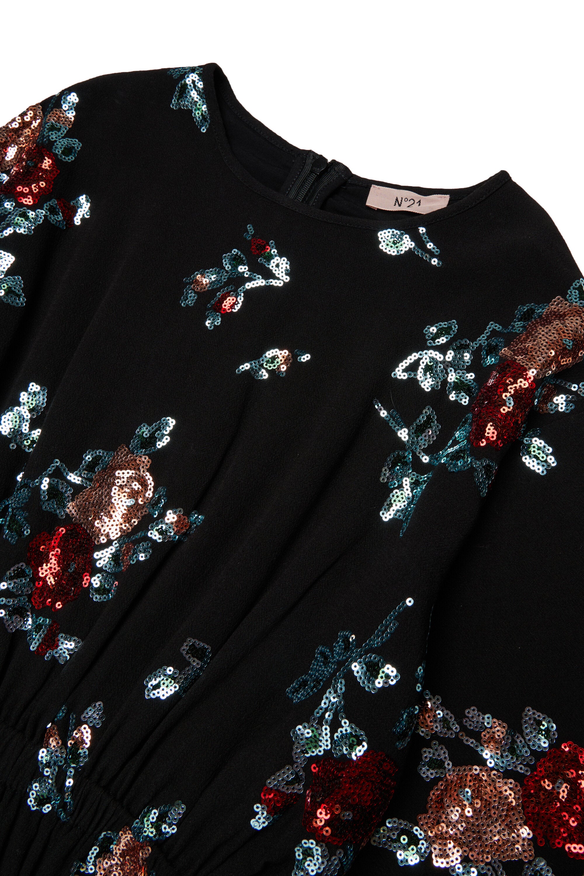 Kurzes Kleid mit floralen Pailletten